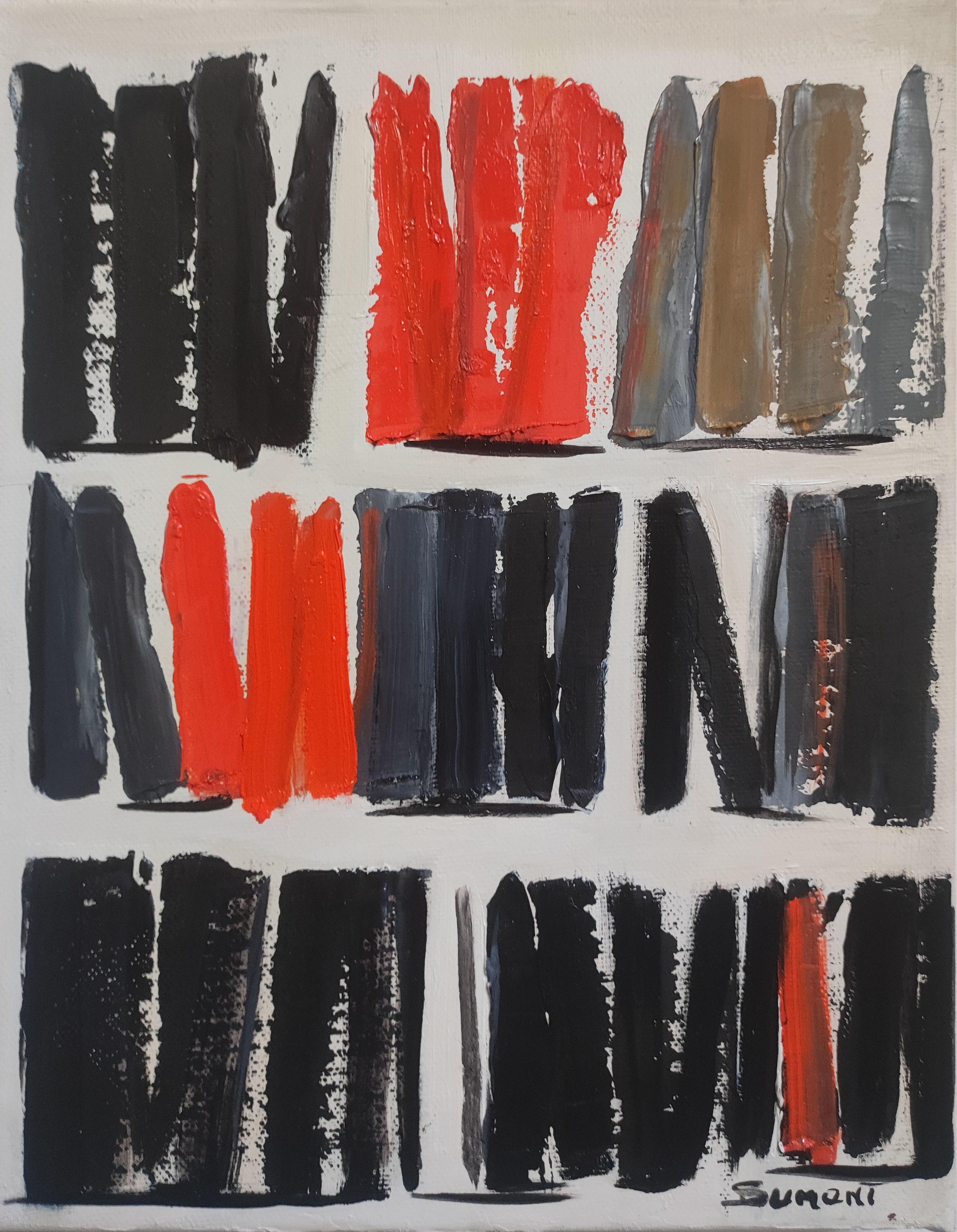  EPURE, minimalisme abstrait, rouge et noir, huile sur toile, expressionnisme, moderne en vente 1