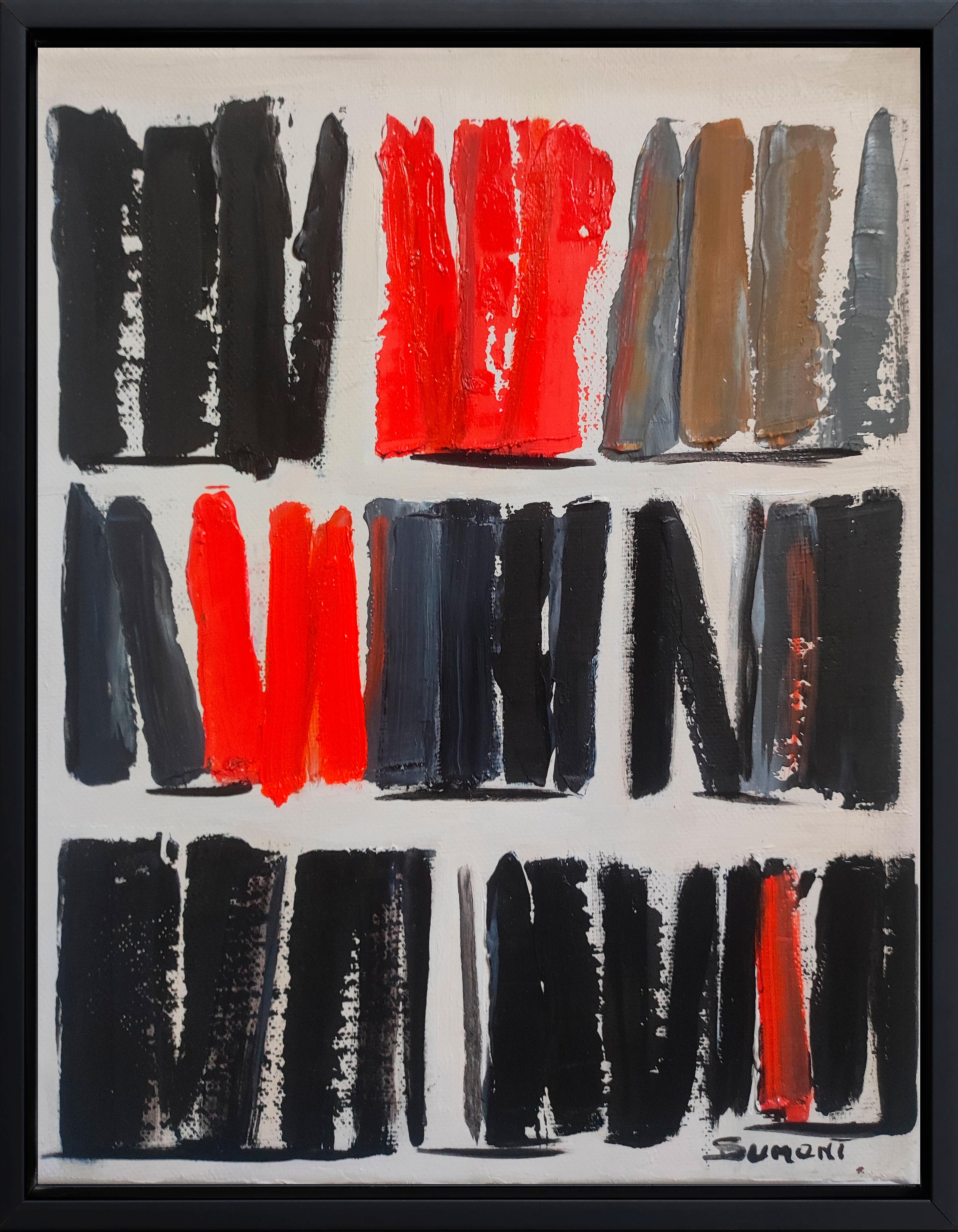  EPURE, minimalisme abstrait, rouge et noir, huile sur toile, expressionnisme, moderne - Abstrait Painting par SOPHIE DUMONT