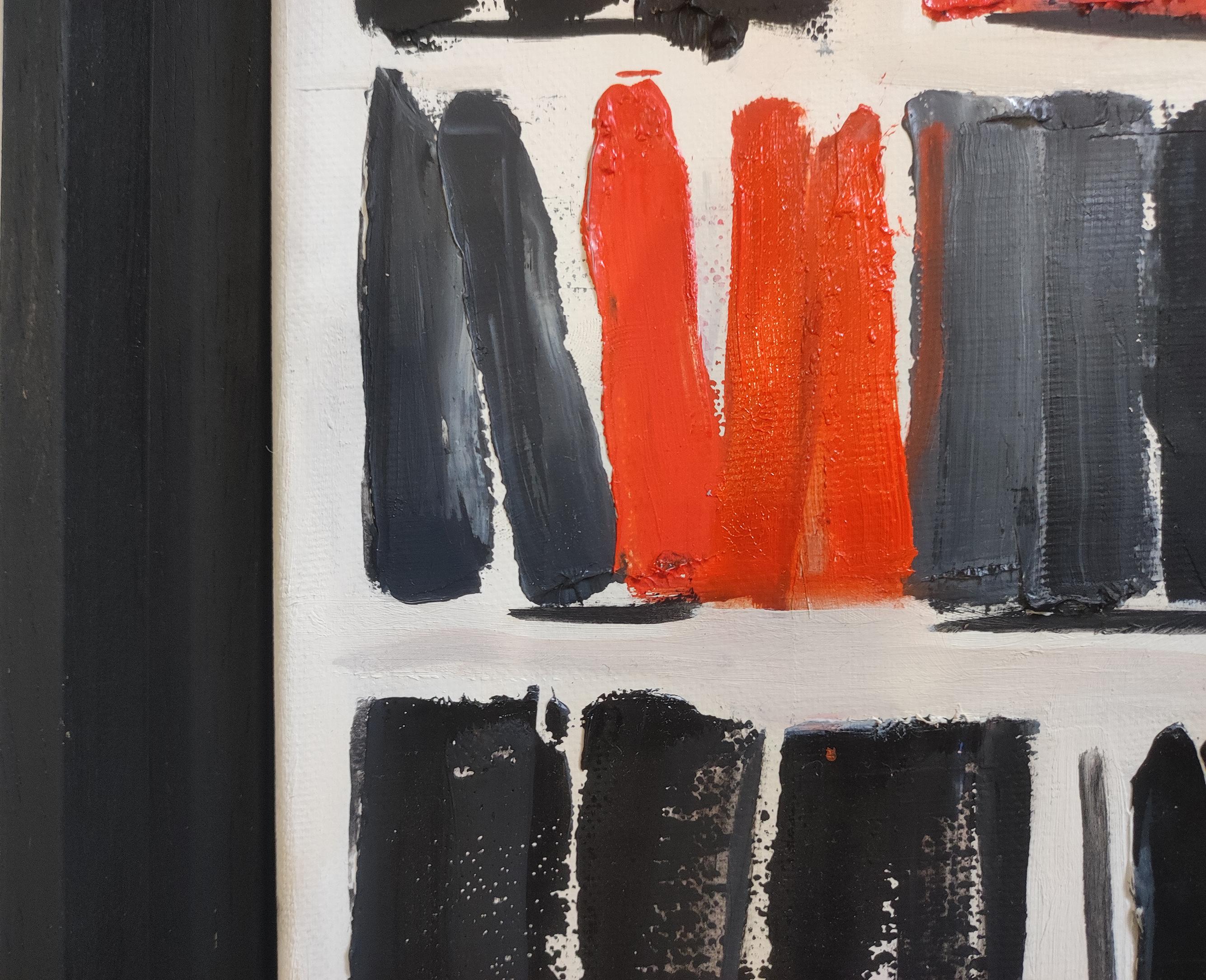  EPURE, minimalisme abstrait, rouge et noir, huile sur toile, expressionnisme, moderne en vente 4