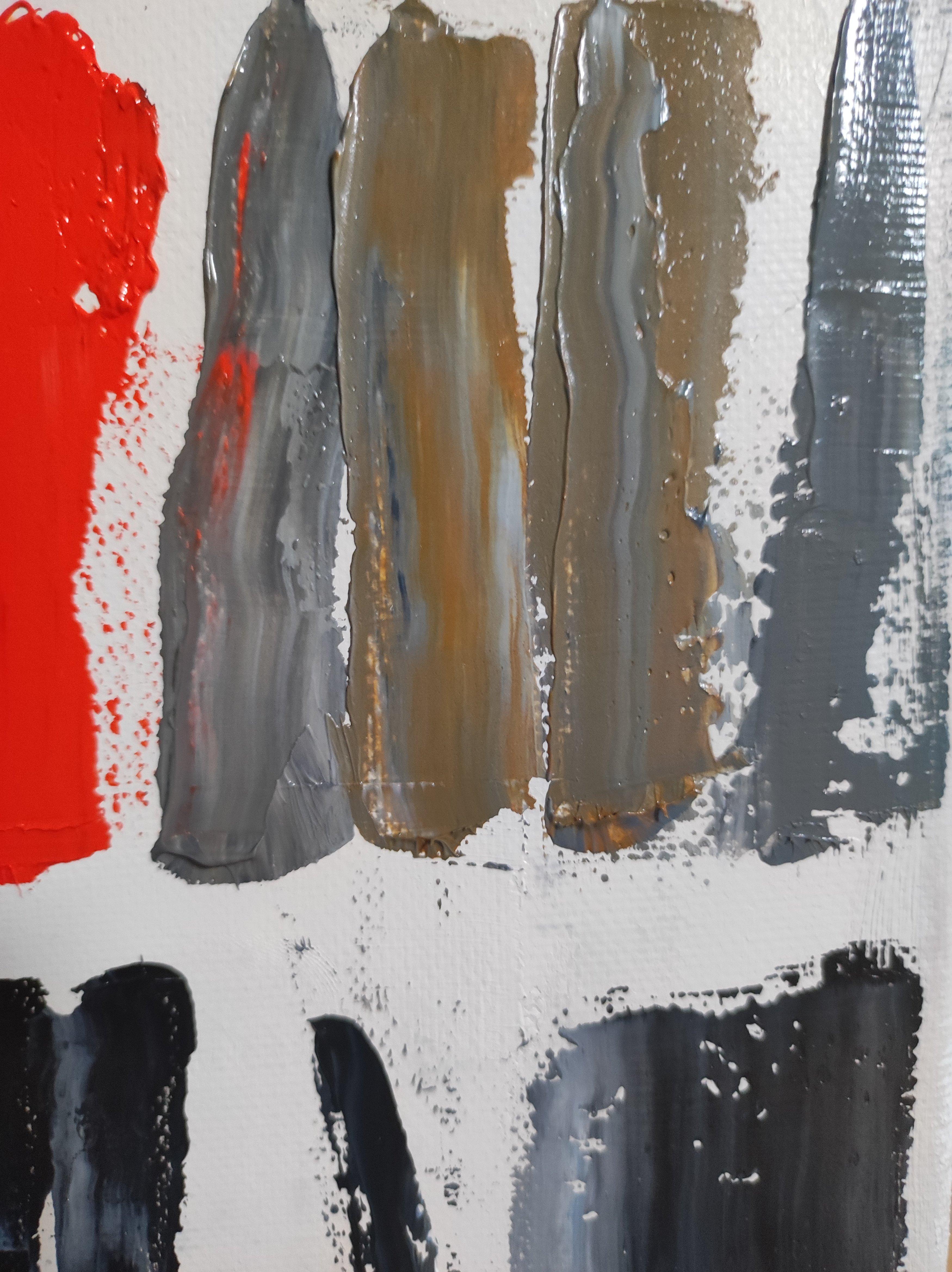  EPURE, minimalisme abstrait, rouge et noir, huile sur toile, expressionnisme, moderne en vente 3