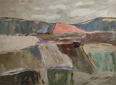 Eroded horizon- Large Abstract Painting – Landscape –Contemporary, French art