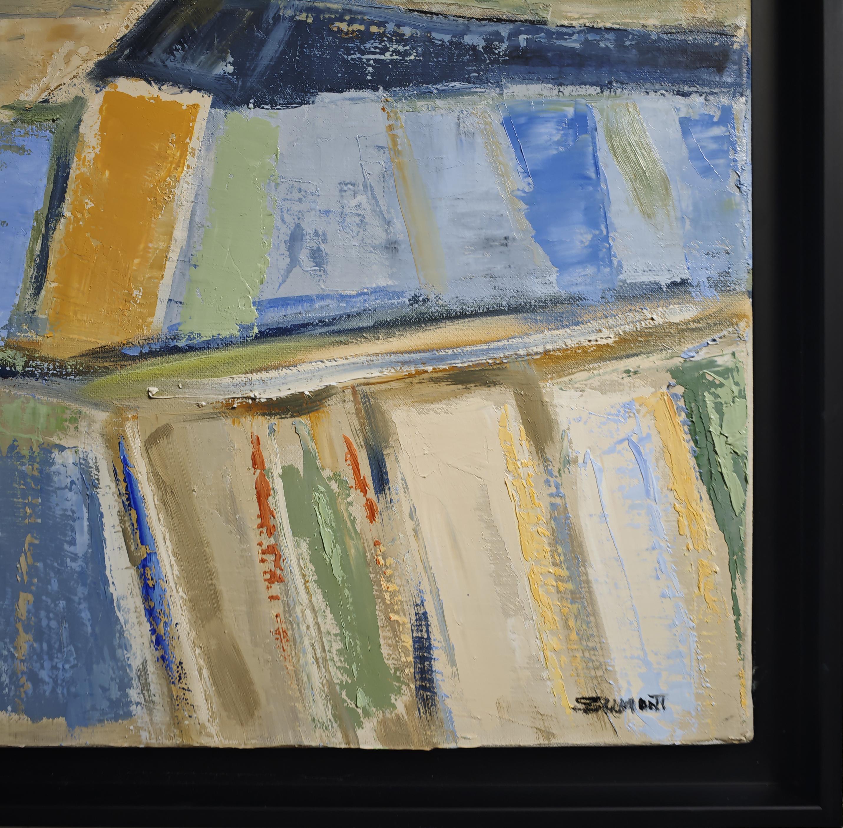 Eveil des collines, Paesaggio astratto, olio su tela, Composizione espressionista in vendita 6