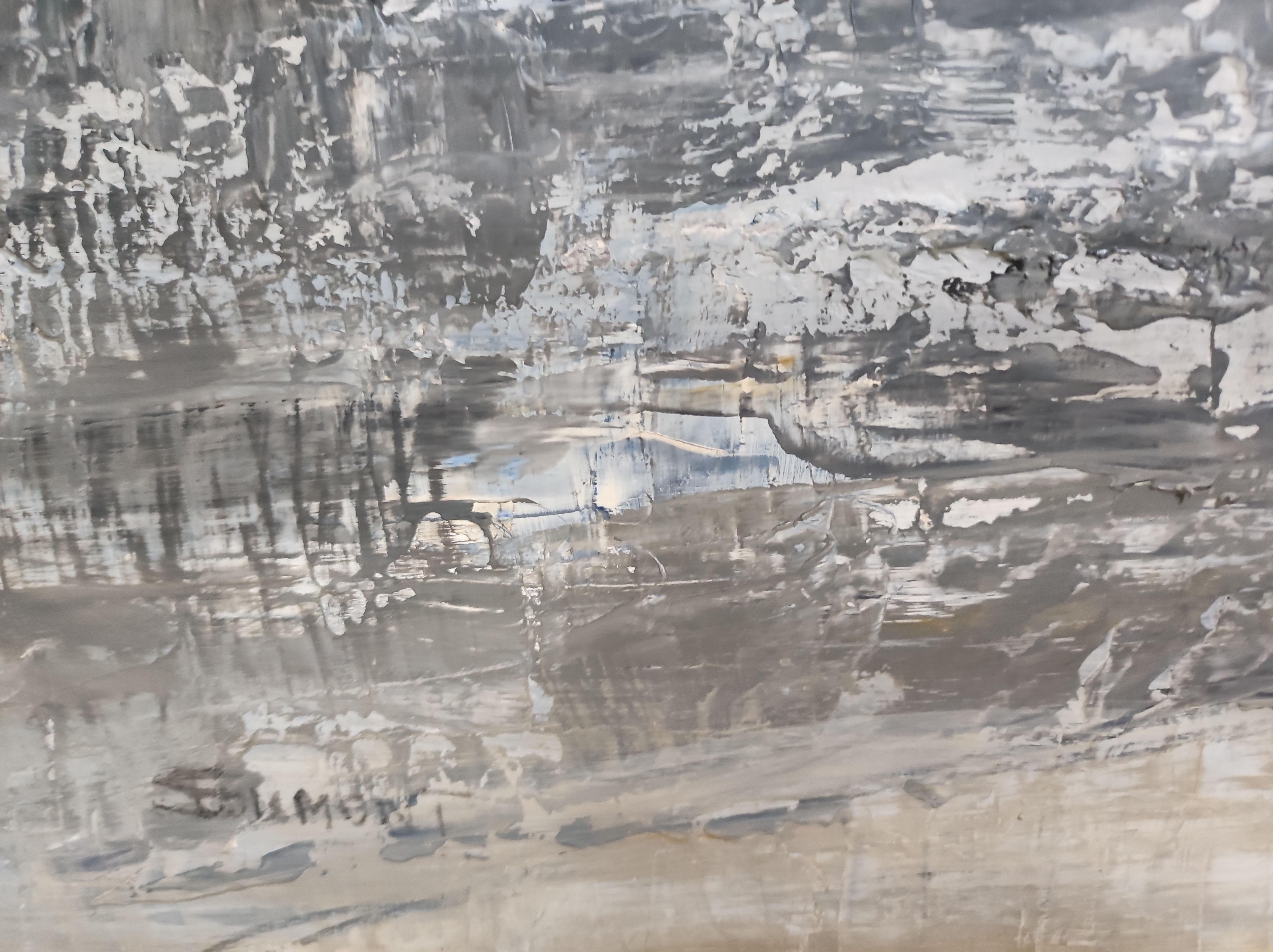 lumieres du soir, paysage abstrait, huile sur toile 95 x 124 cm For Sale 5