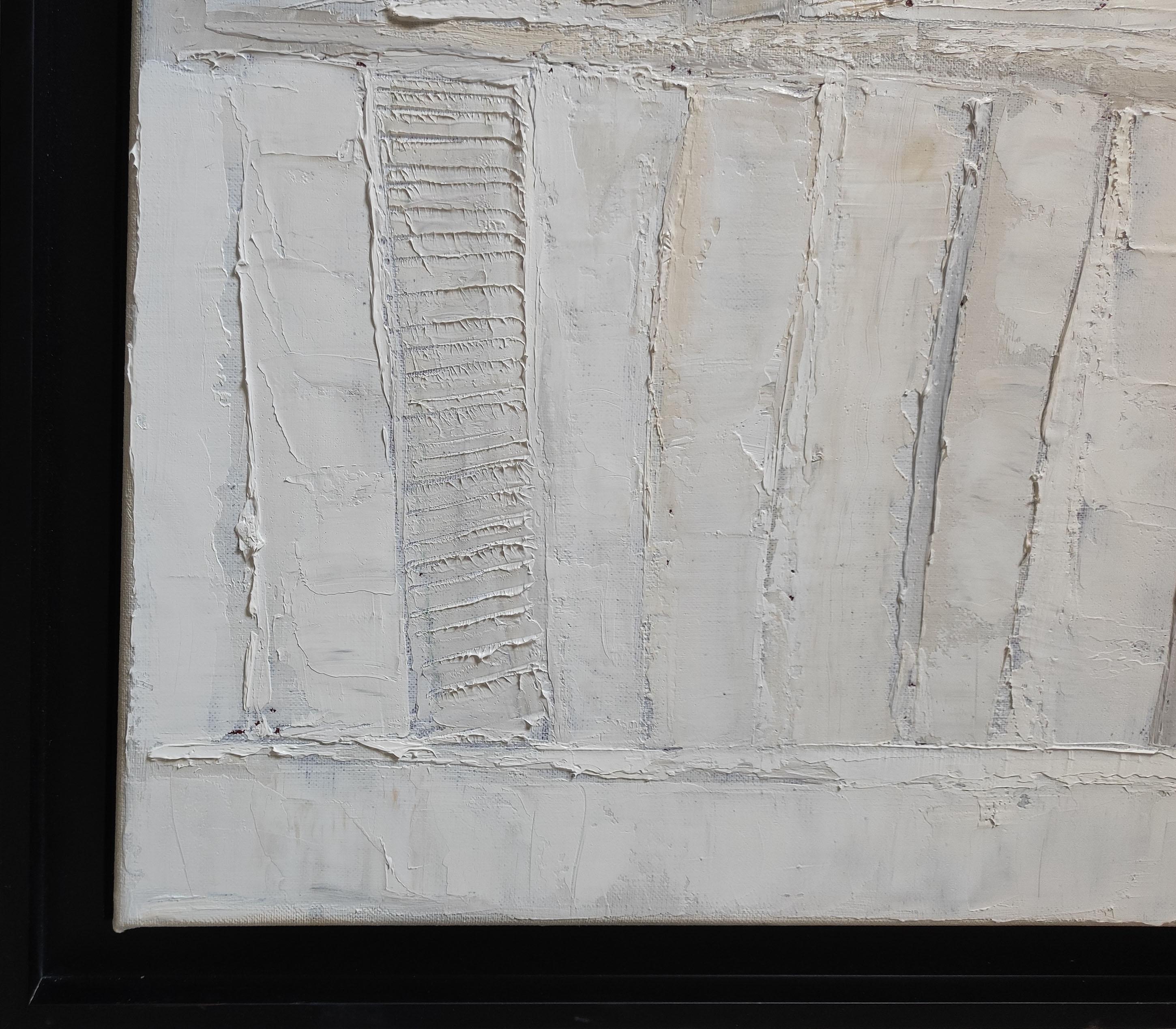 Exploration, White Abstract, Oil, Monochrome, Contemporary, Year 2024, Modern For Sale 6