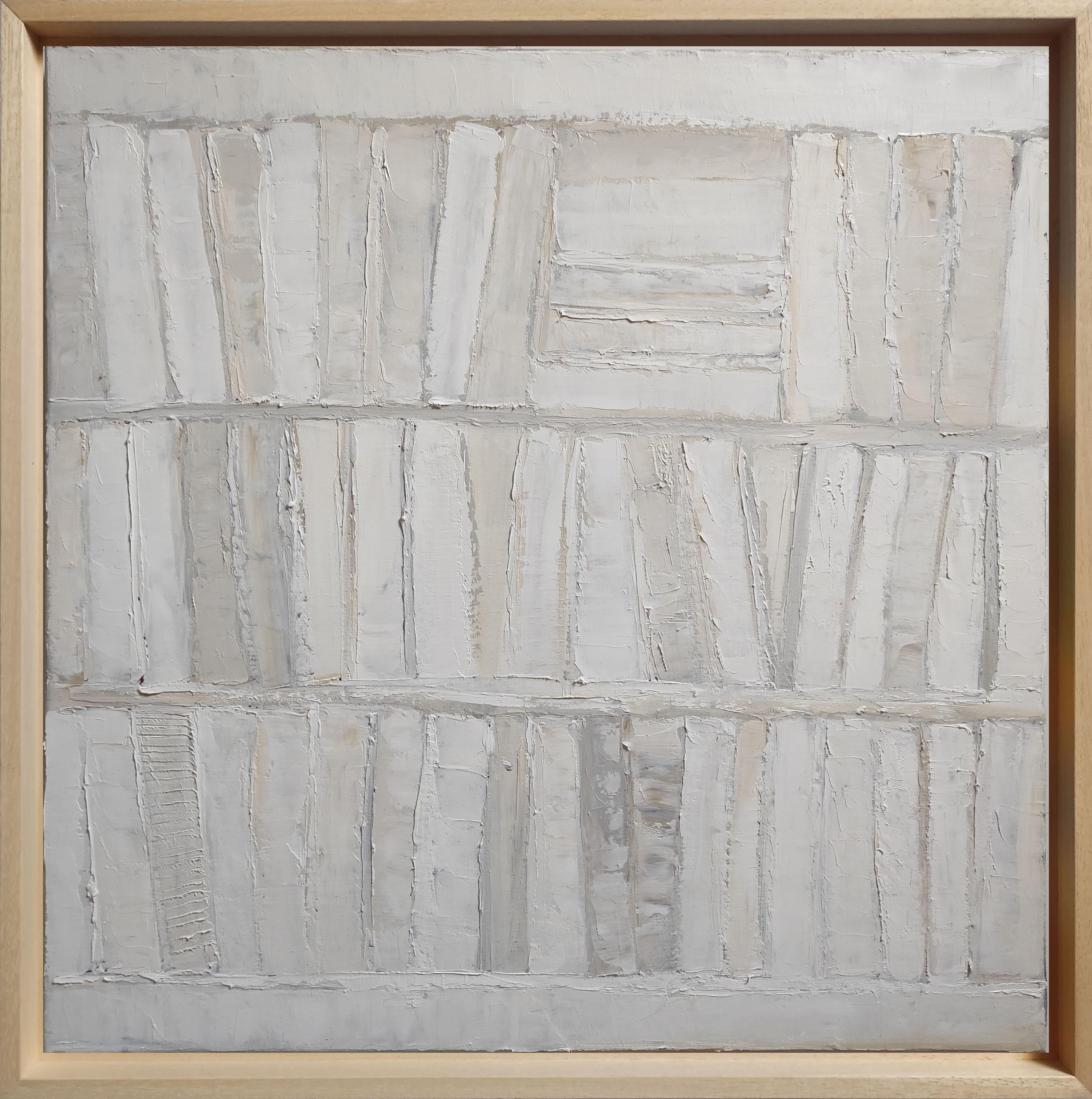 Exploration, Weiß Abstrakt, Öl, Monochrome, Contemporary, Jahr 2024, Modern – Painting von SOPHIE DUMONT