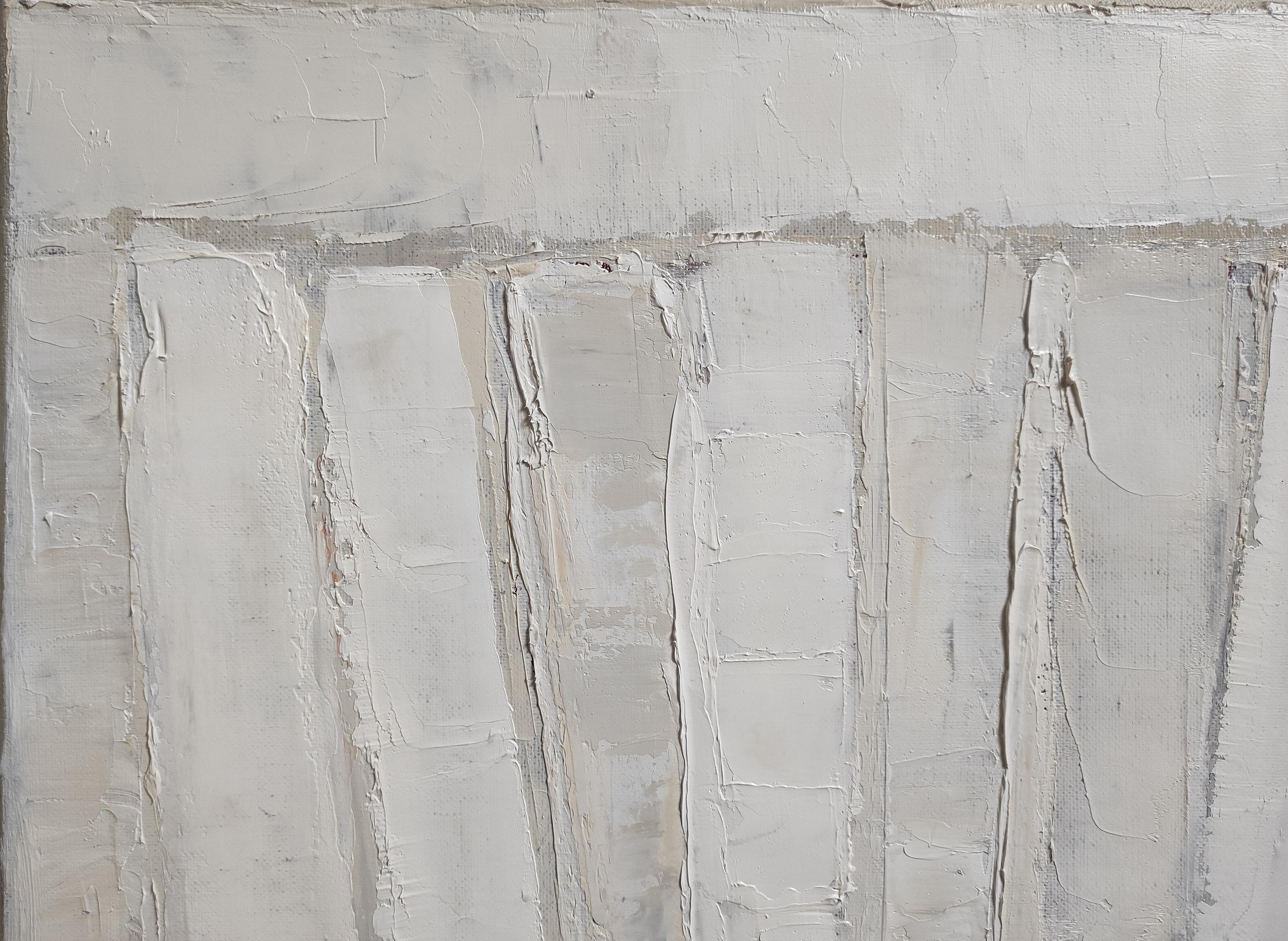 Exploration, White Abstract, Oil, Monochrome, Contemporary, Year 2024, Modern For Sale 2