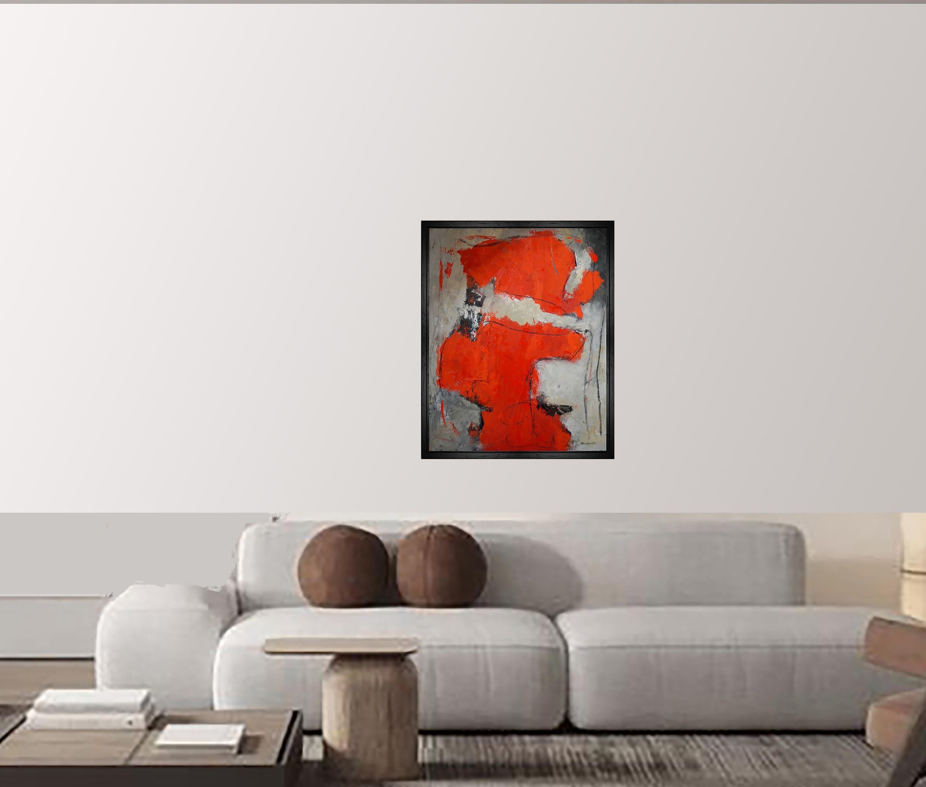 Fantasia, Red Abstract, Oil on canvas, Expressionism, Contemporary Art, Modern For Sale 6