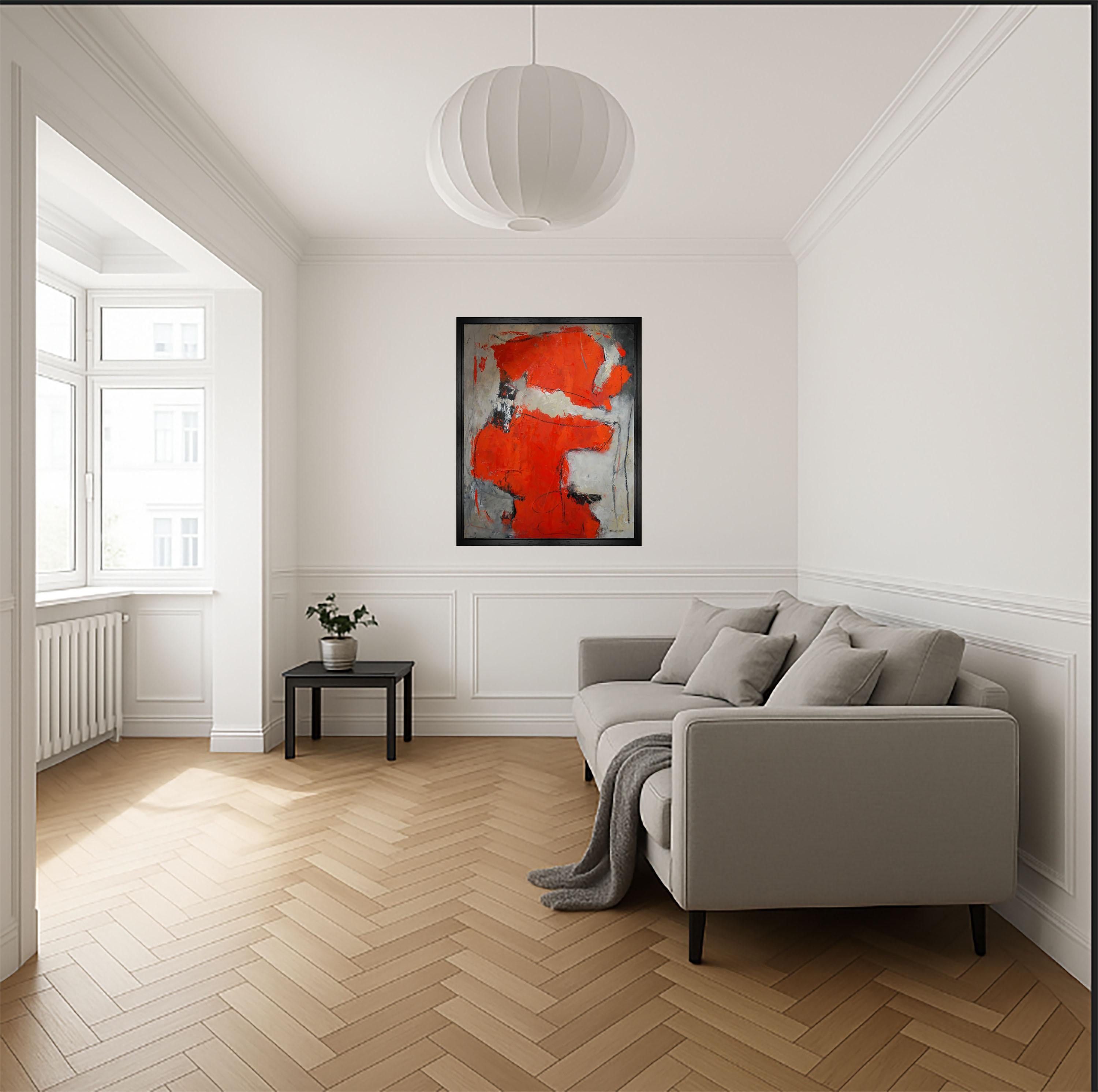 Fantasia, Red Abstract, Oil on canvas, Expressionism, Contemporary Art, Modern For Sale 7