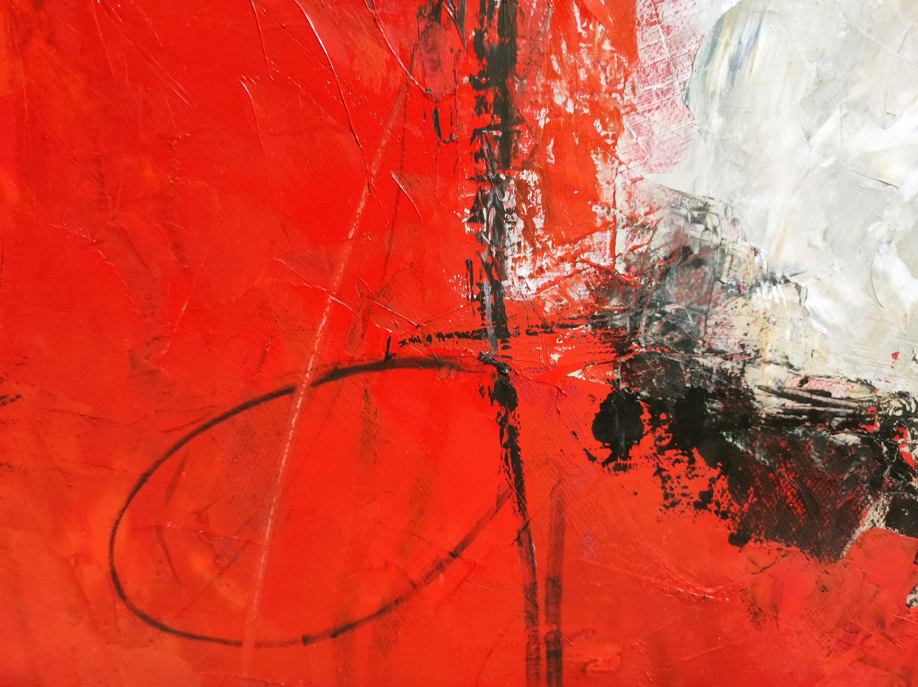fantasia, red abstract, oil on canvas, expressionism, contempory art, modern For Sale 5