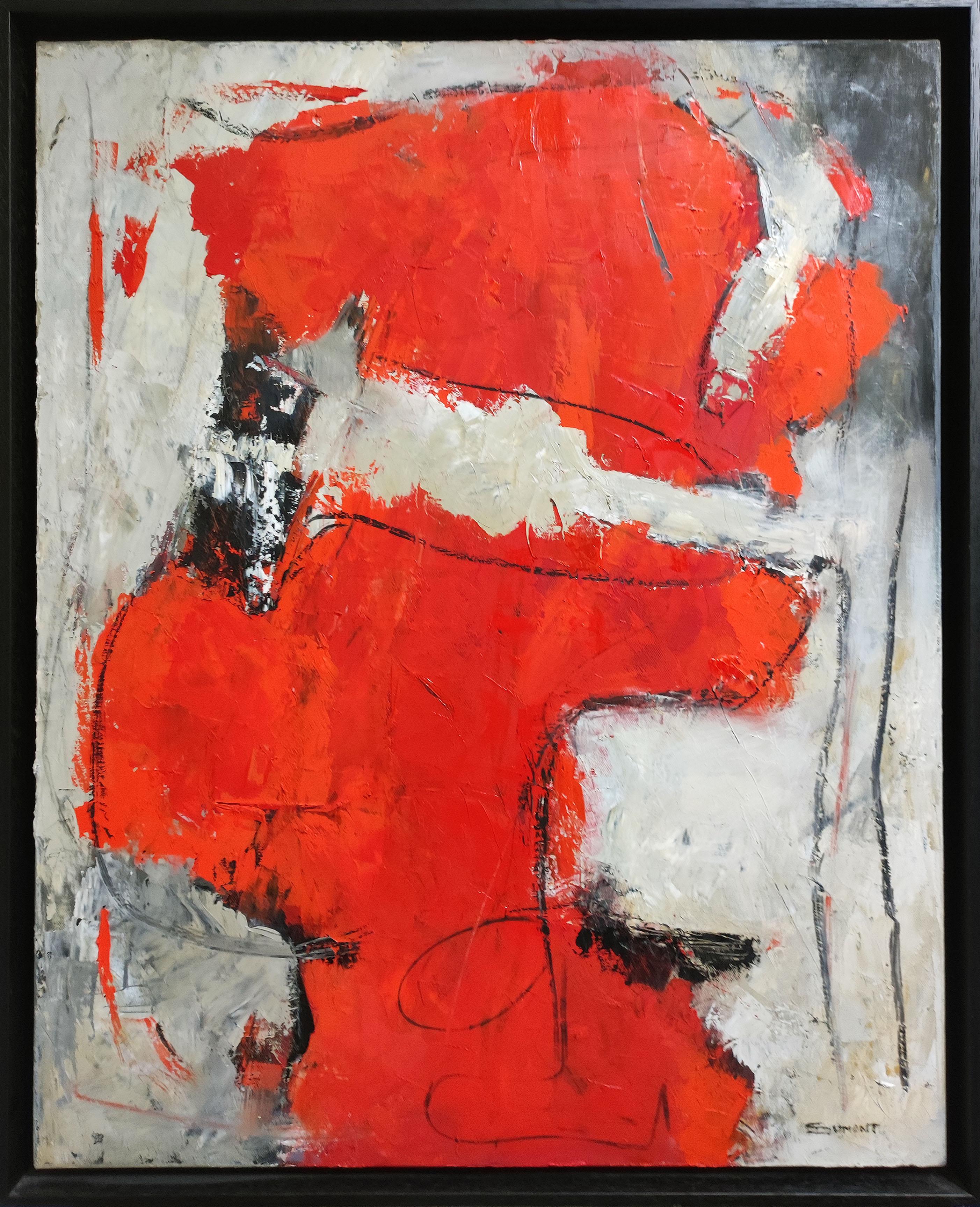 SOPHIE DUMONT Abstract Painting - fantasia, red abstract, oil on canvas, expressionism, contempory art, modern