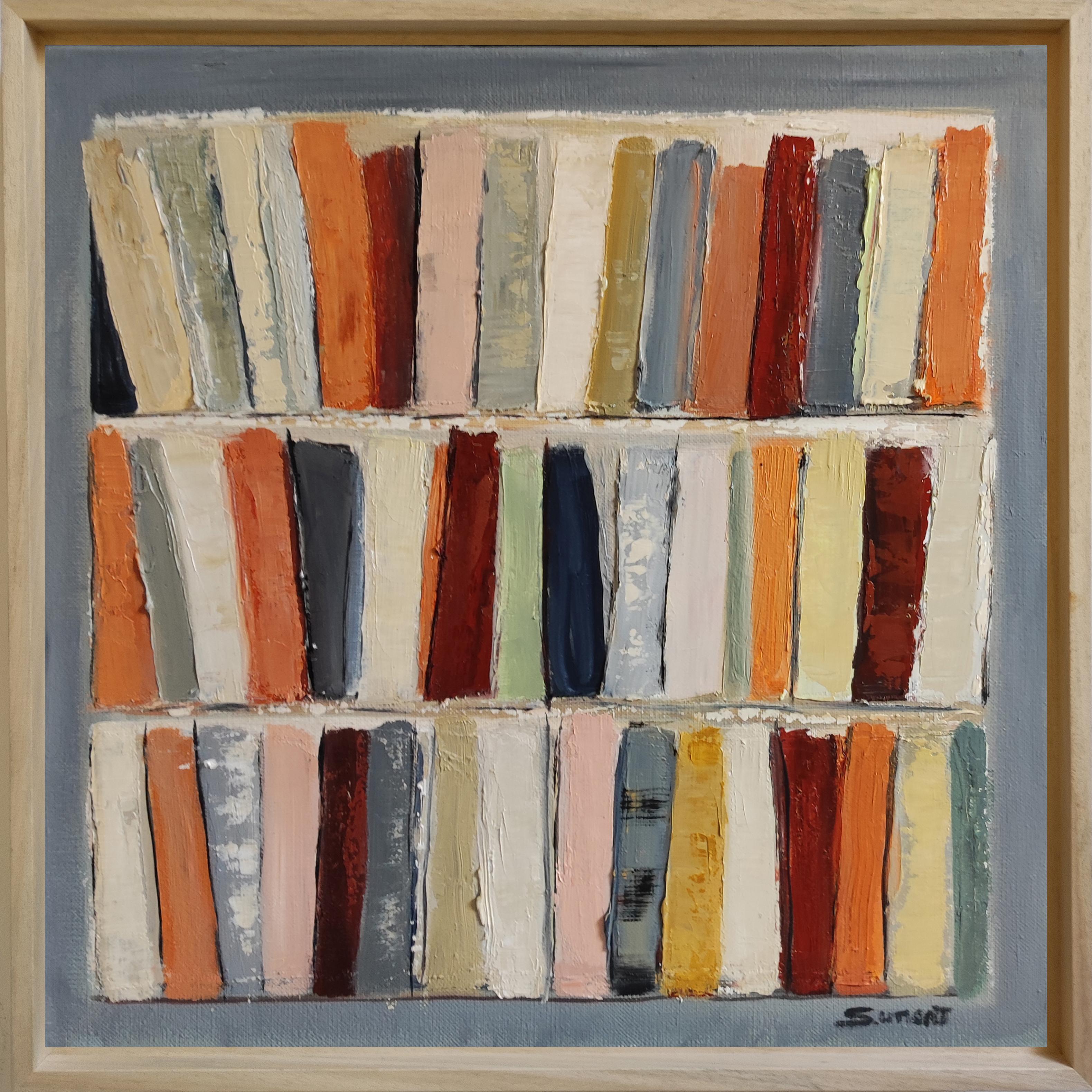 Fantasia, biblioteca, Astratto, colorato, Olio su tela, Espressionismo, Geometrico - Painting Astrattismo geometrico di SOPHIE DUMONT