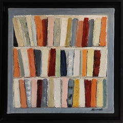 Fantasy, library, Abstract, colored, Oil on canvas, Expressionism, Geometric