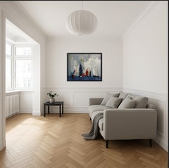 Farandole, Abstract Still life, Expressionism, Oil on canvas, Blue, Textured