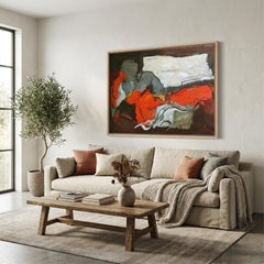 Felicité, Nu abstrait, Contemporain, Huile sur toile, Rouge, Expressionnisme
