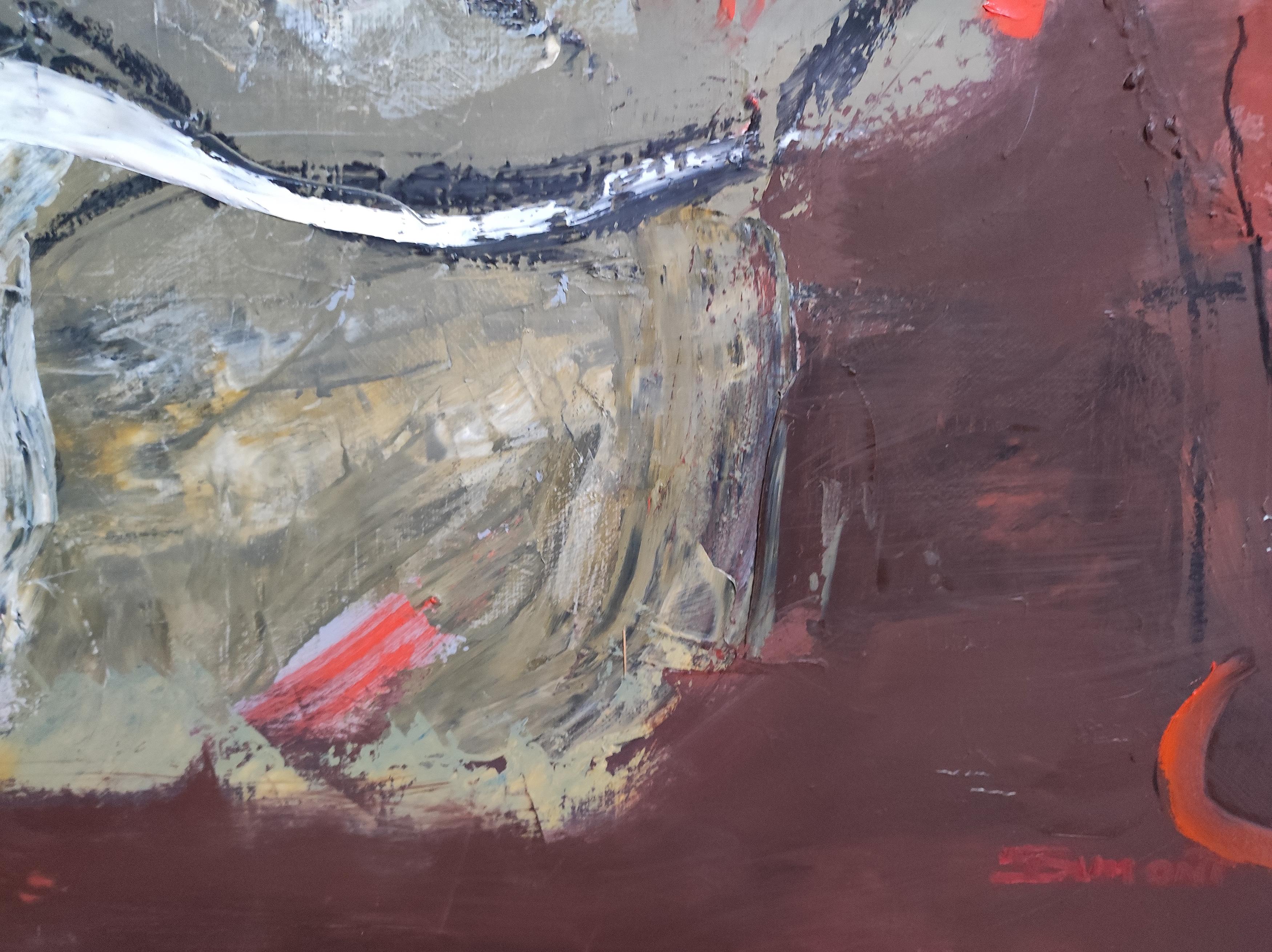Felicité, Nudo astratto, Contemporaneo, Olio su tela, Rosso, Espressionismo in vendita 1