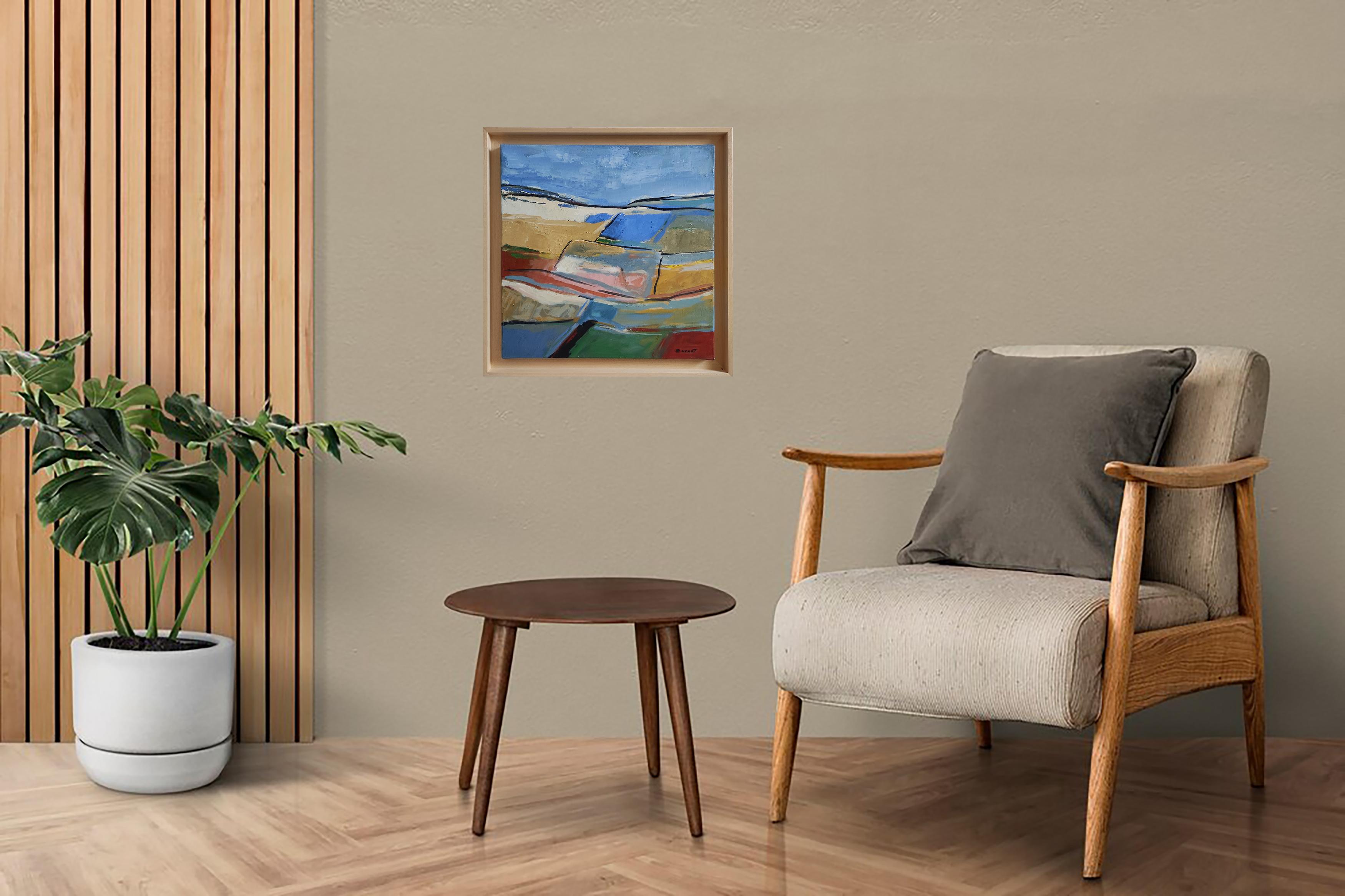 Campi festivi Paesaggio astratto, Campagna, Contemporaneo, Olio, Francese moderno - Painting di SOPHIE DUMONT