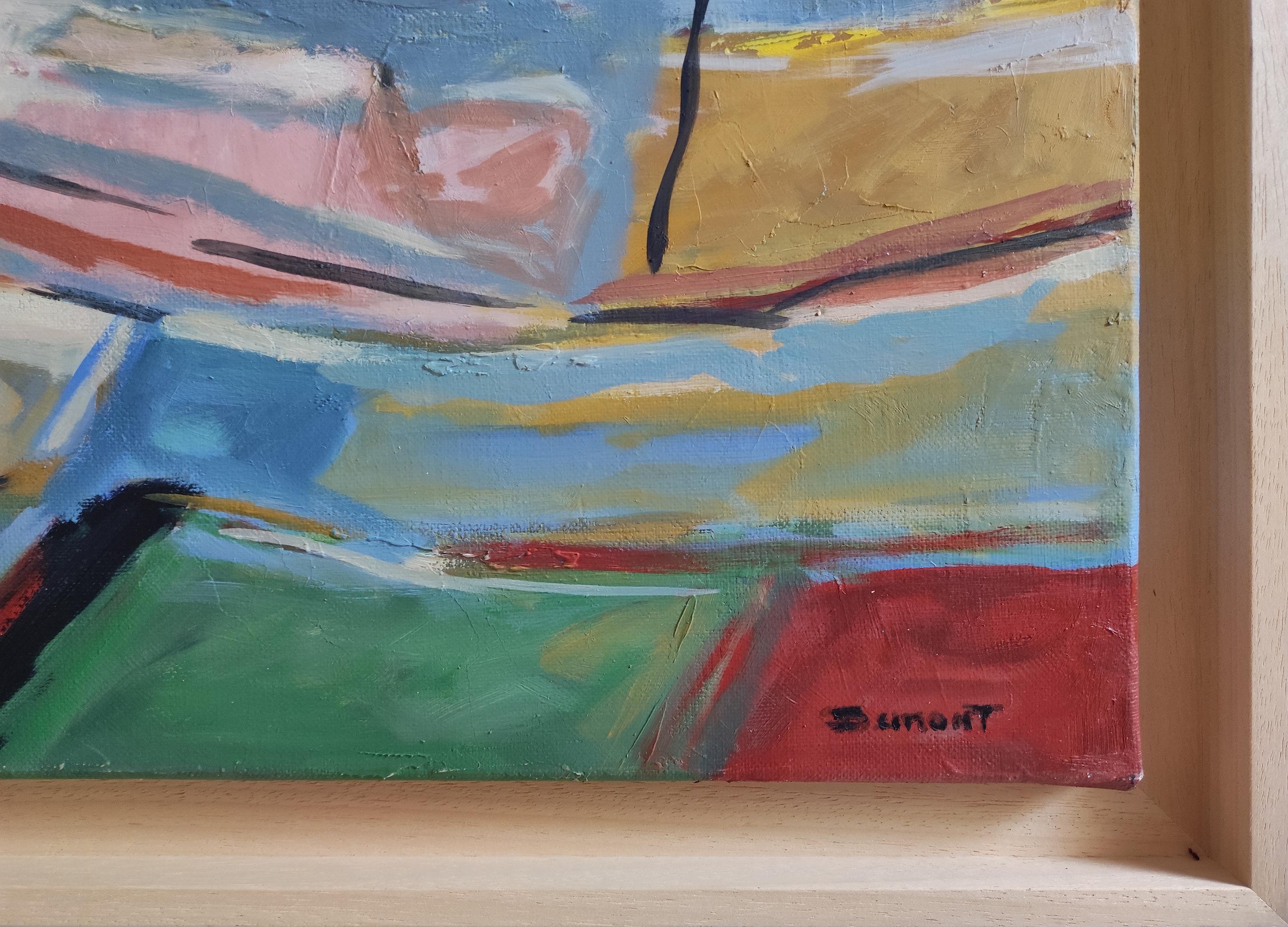 Campi festivi Paesaggio astratto, Campagna, Contemporaneo, Olio, Francese moderno 2