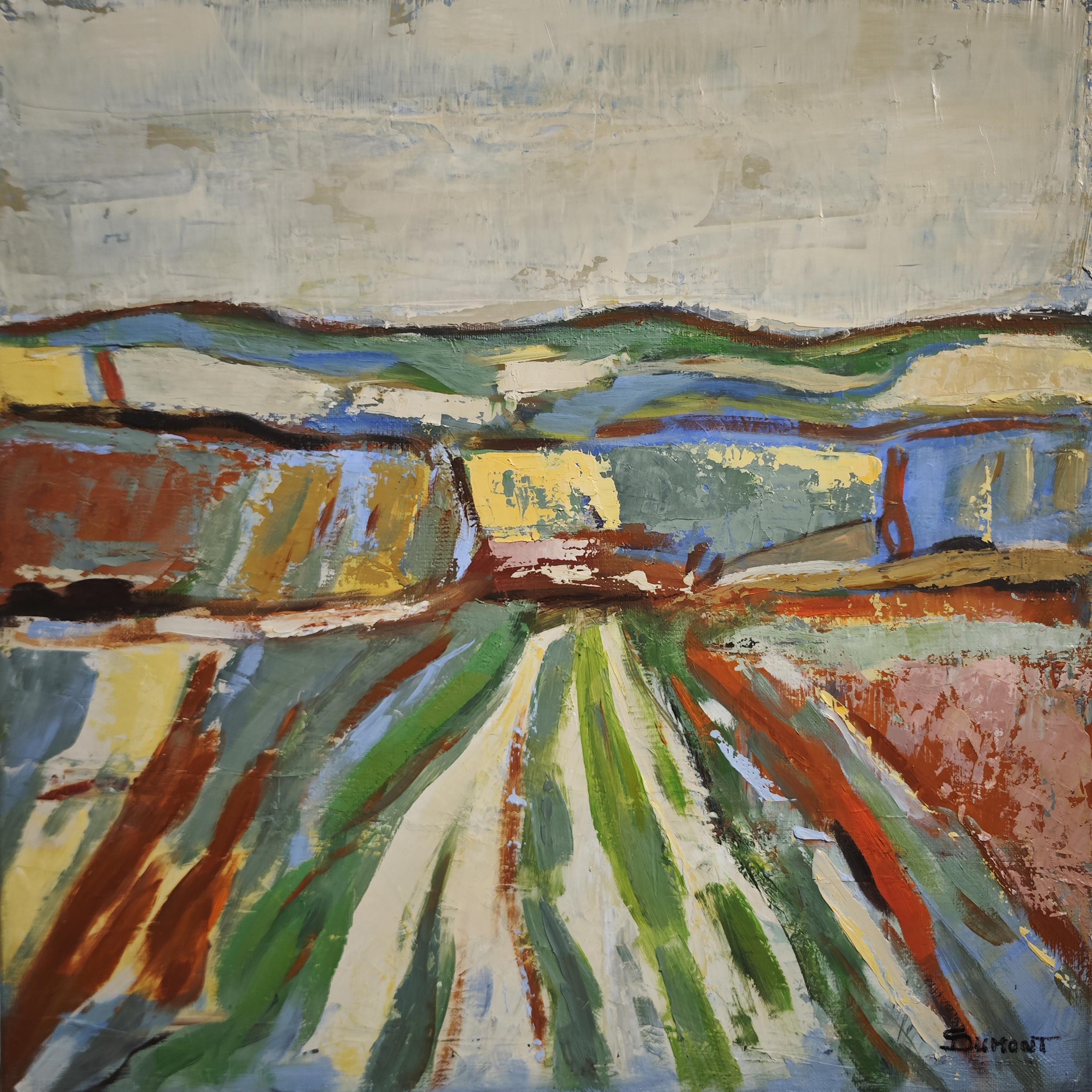 Fields in Motion- Original texturierte abstrakte Landschaft, Ölgemälde, Contemporary – Painting von SOPHIE DUMONT