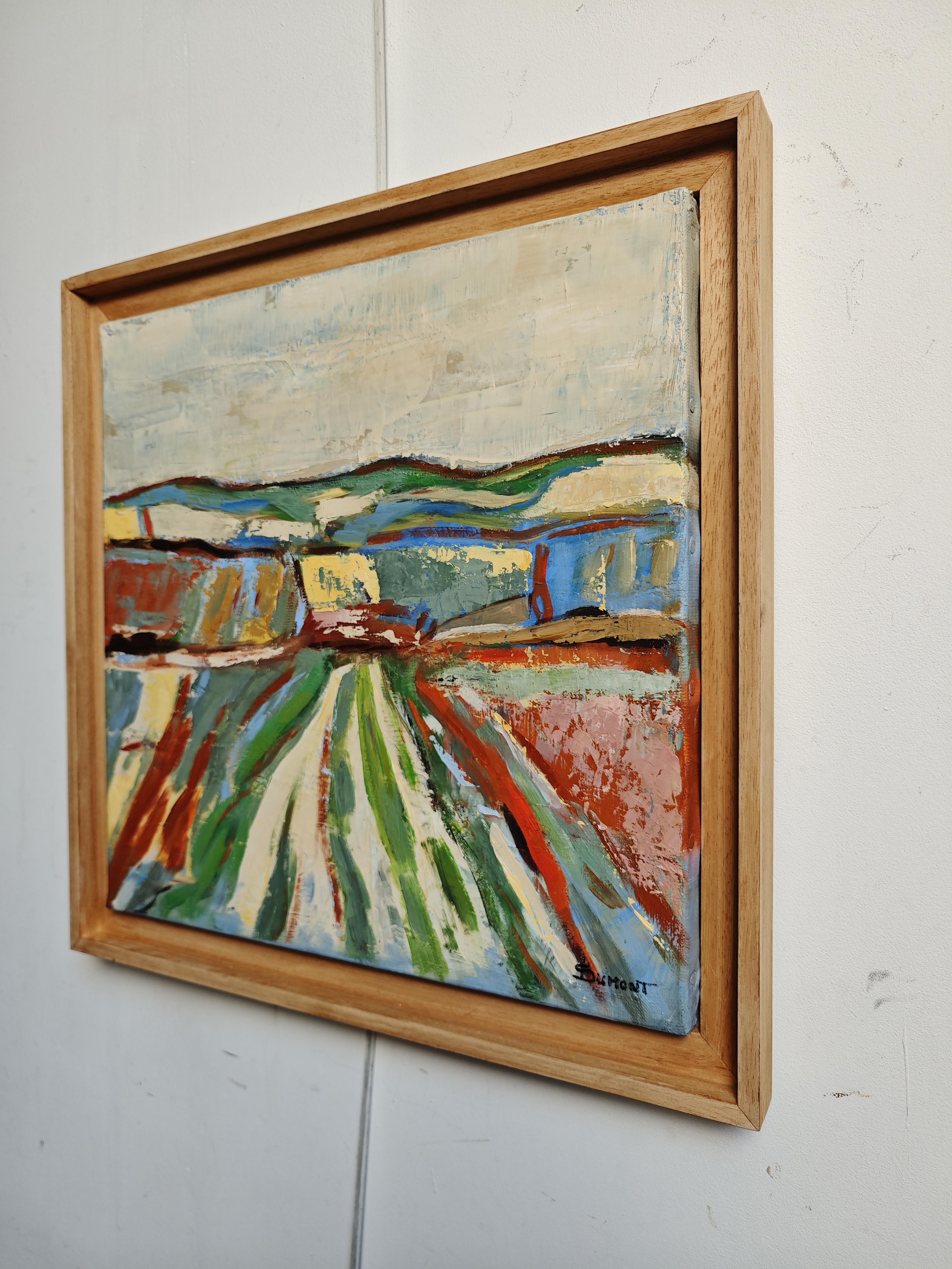Fields in Motion– Original Textured Abstract landscape , Oil Paint, Contemporary - Brown Abstract Painting by SOPHIE DUMONT