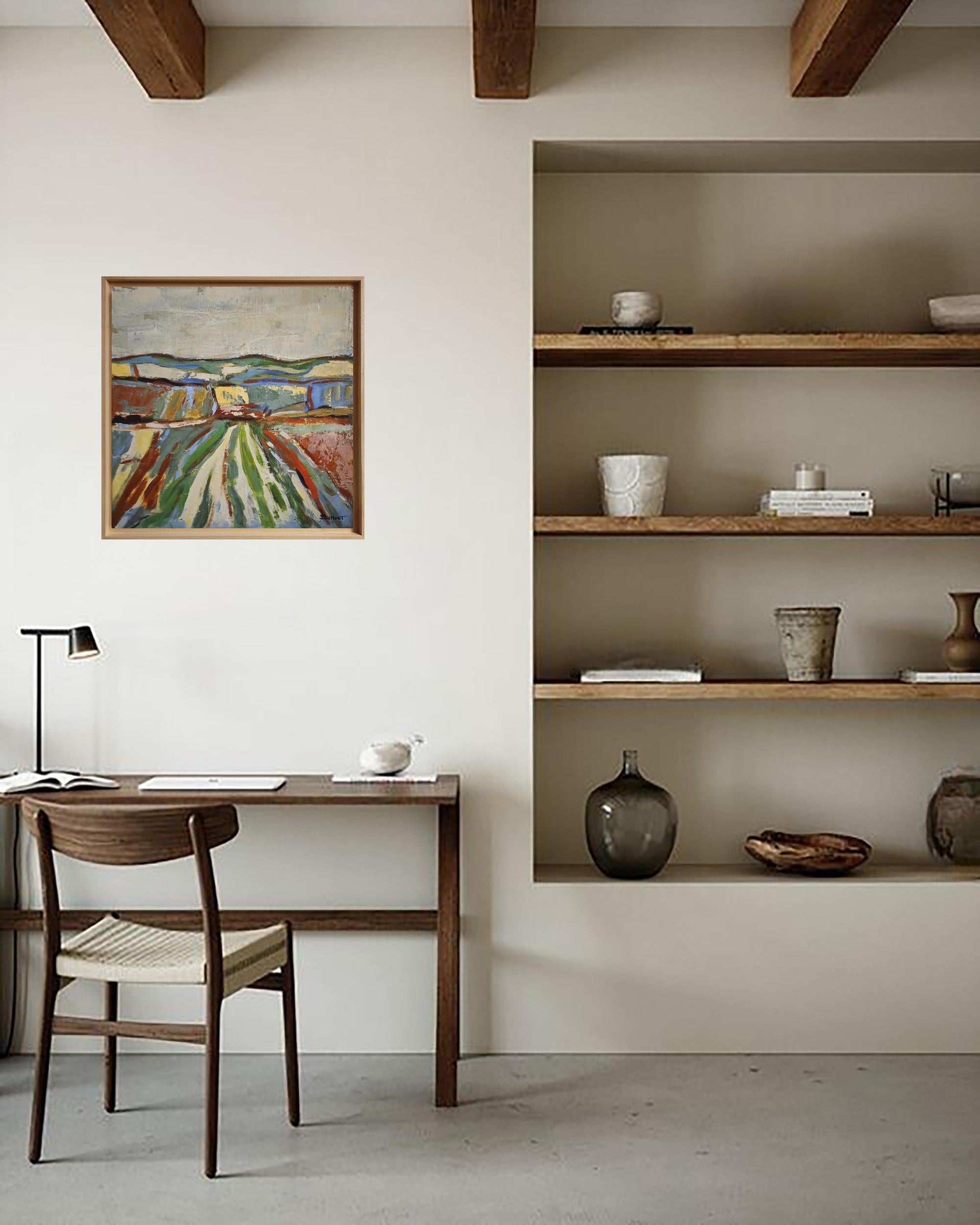 Fields in Motion- Original texturierte abstrakte Landschaft, Ölgemälde, Contemporary im Angebot 3