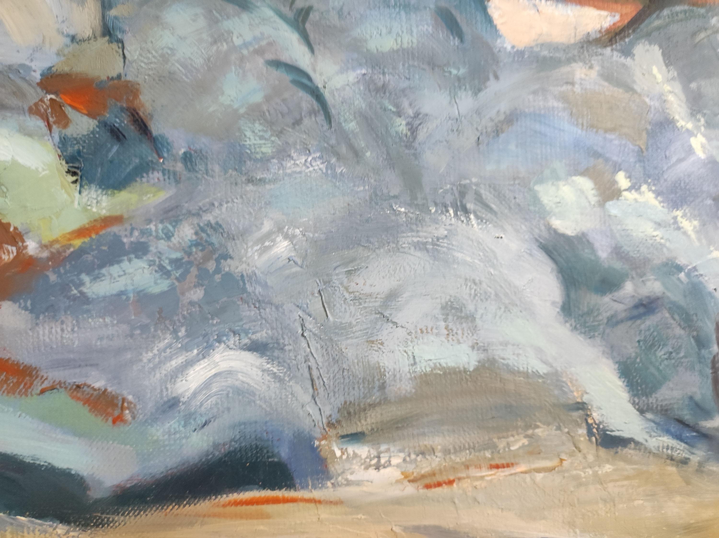 FORET EN ETE, paesaggio astratto blu, olio su tela, espressionismo, campagna 10