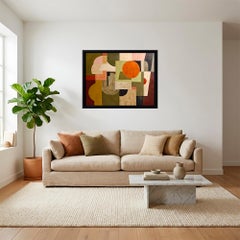 Formes en suspens- Pittura astratta geometrica contemporanea, olio su tela