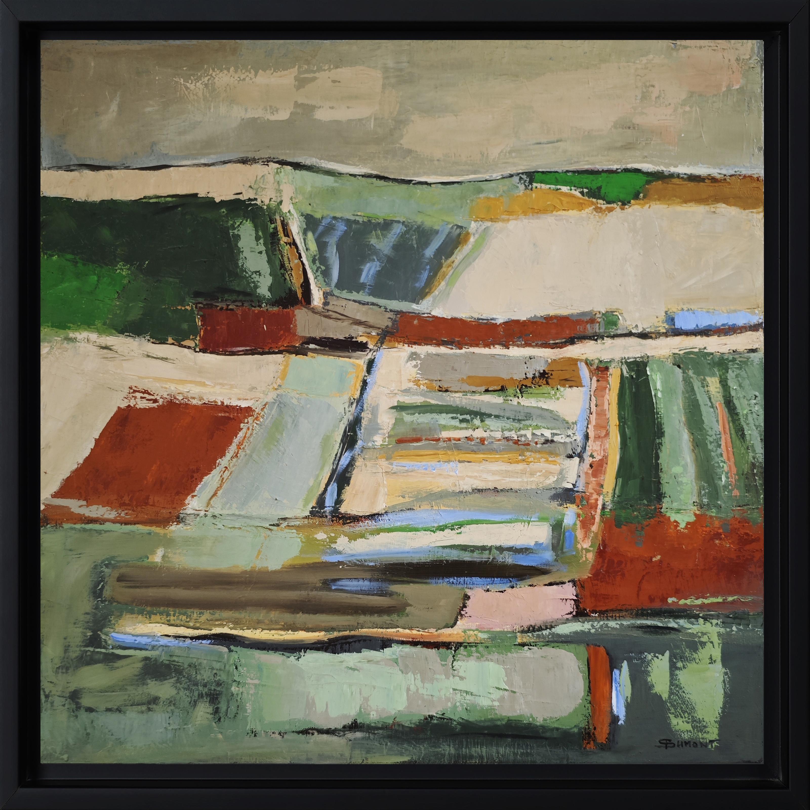 Fragments de paysage - Modern Abstract Landscape paint – Original Oil on Canvas (Braun), Landscape Painting, von SOPHIE DUMONT