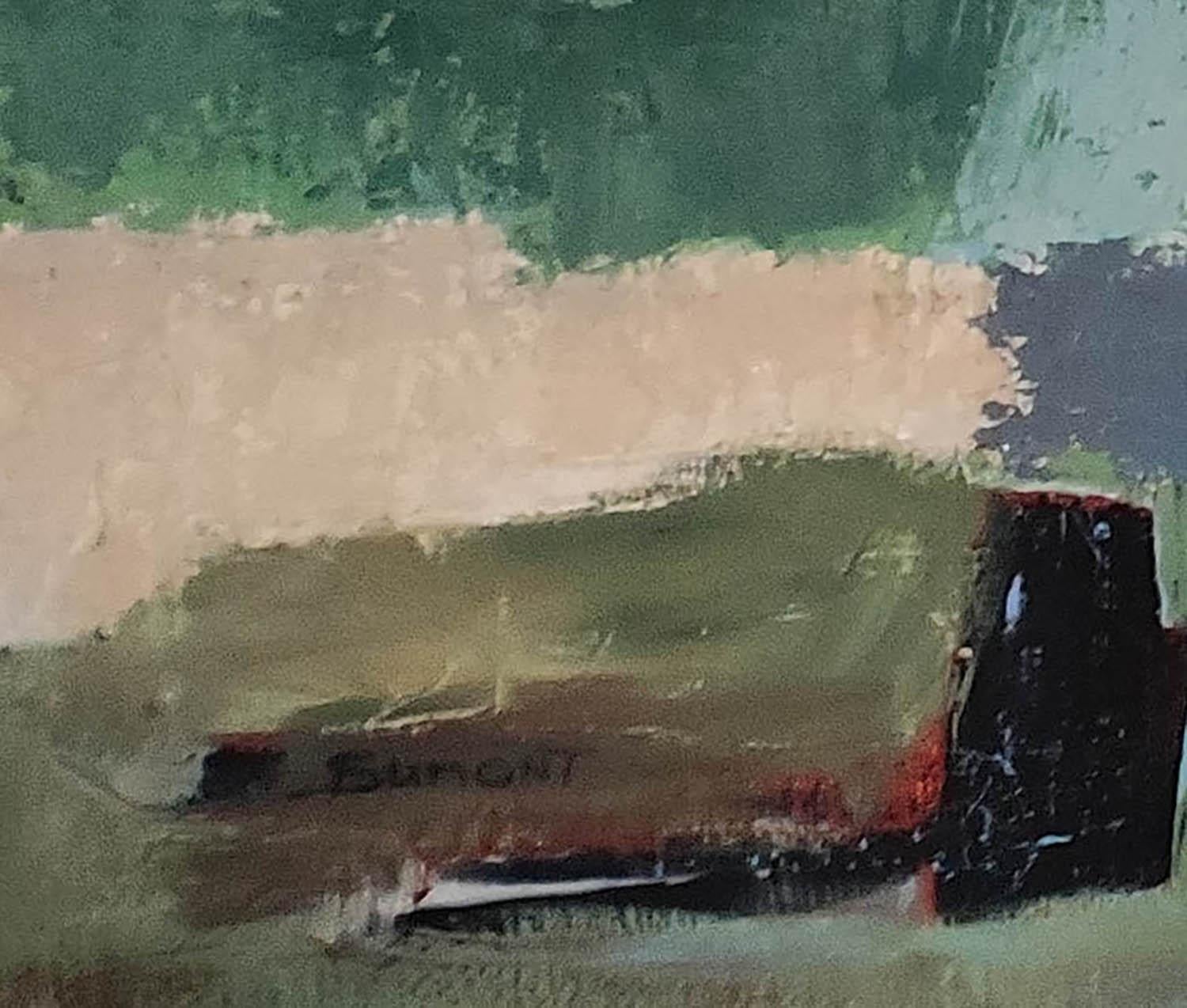Francia, paesaggio di campagna, blu, verde, astratto, espressionismo, texture ad olio 1