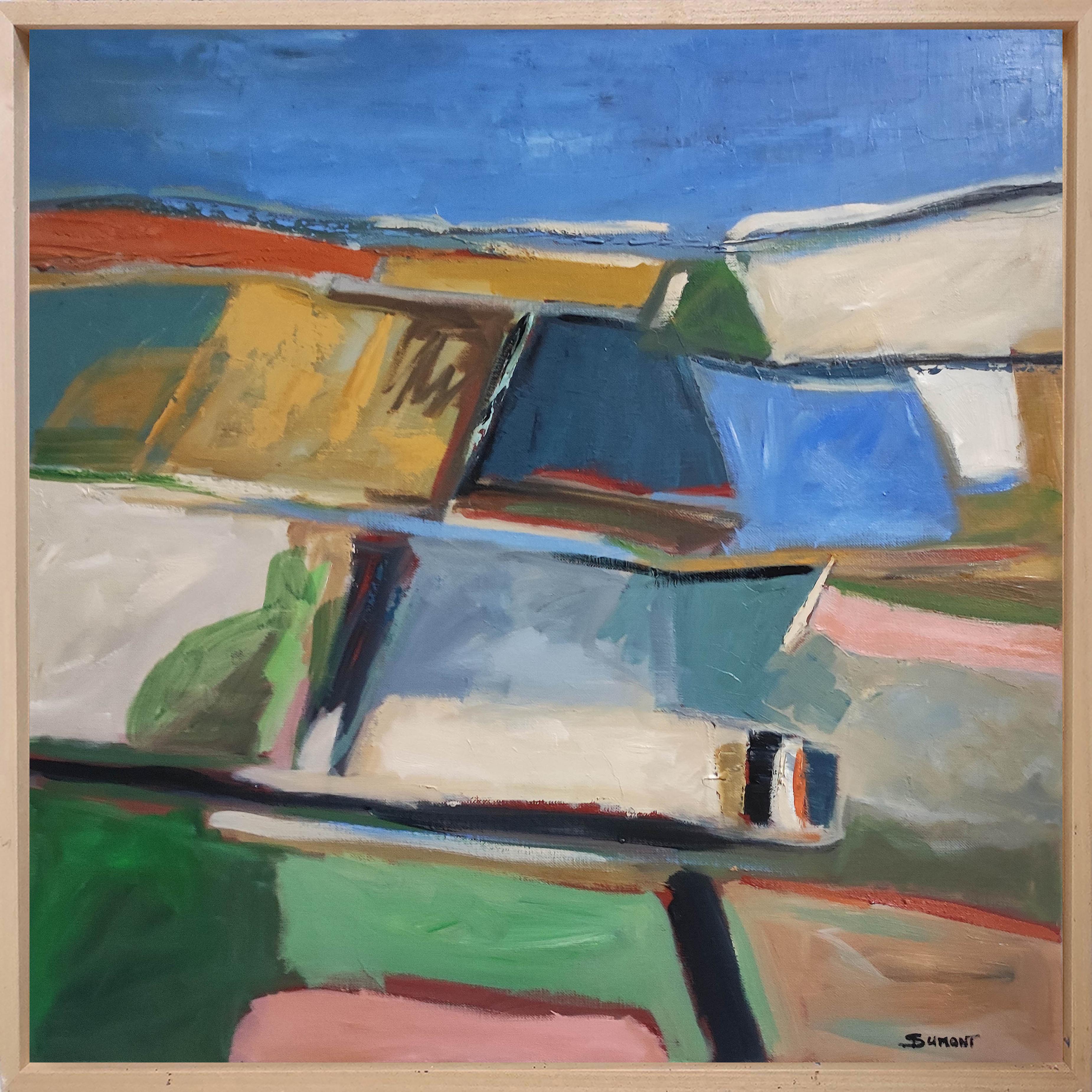 Alegría,  Lanscape abstracto, óleo sobre lienzo, expresionismo, multicolor, francés - Painting de SOPHIE DUMONT