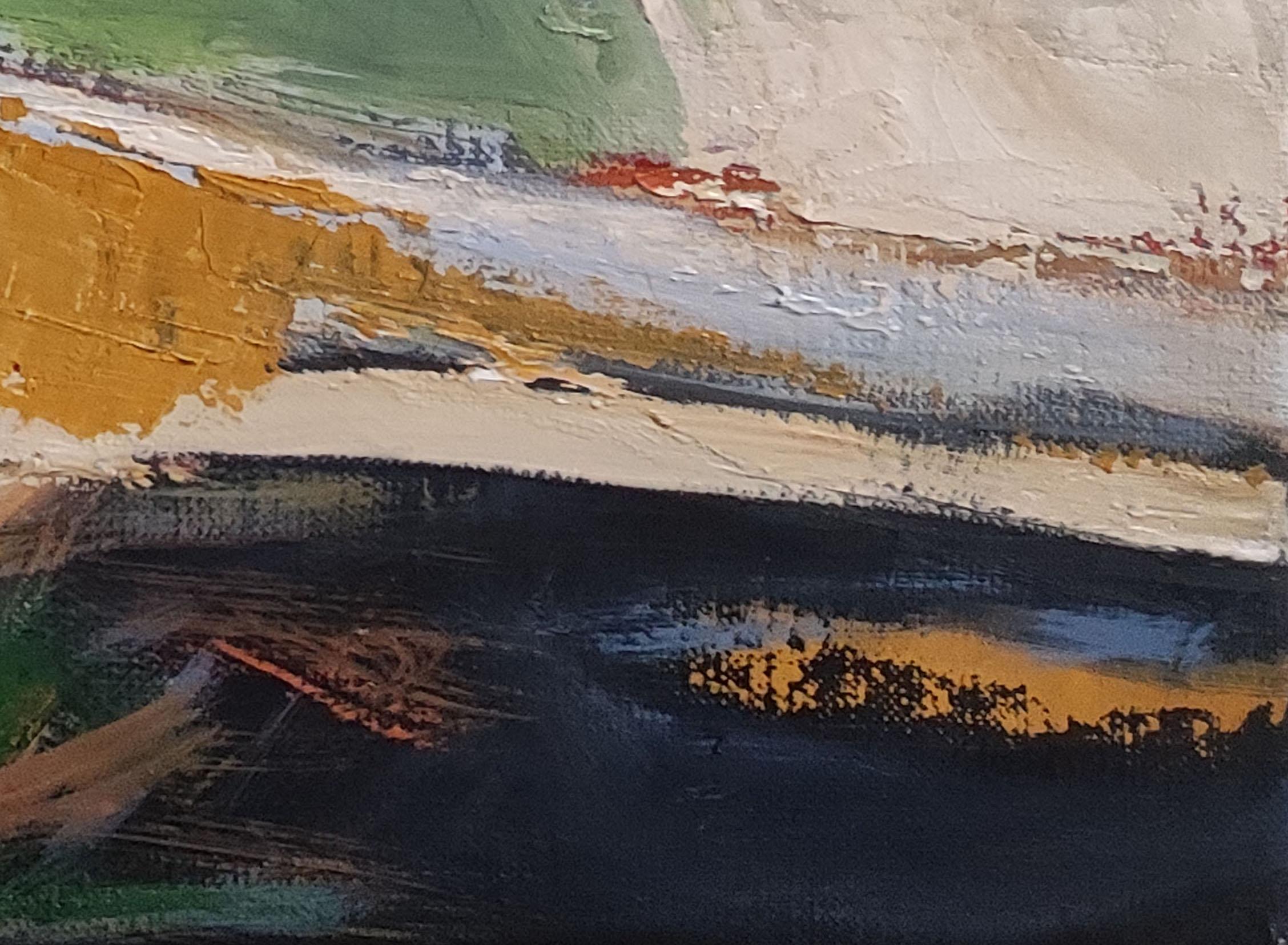 Geometric landscape, Abstact, Colored, Oil on canvas,  textured, Expressionism For Sale 1