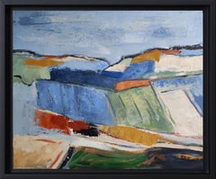 Geometrische Landschaft, Abstrakt, farbig, Öl auf Leinwand,  strukturiert, Expressionismus