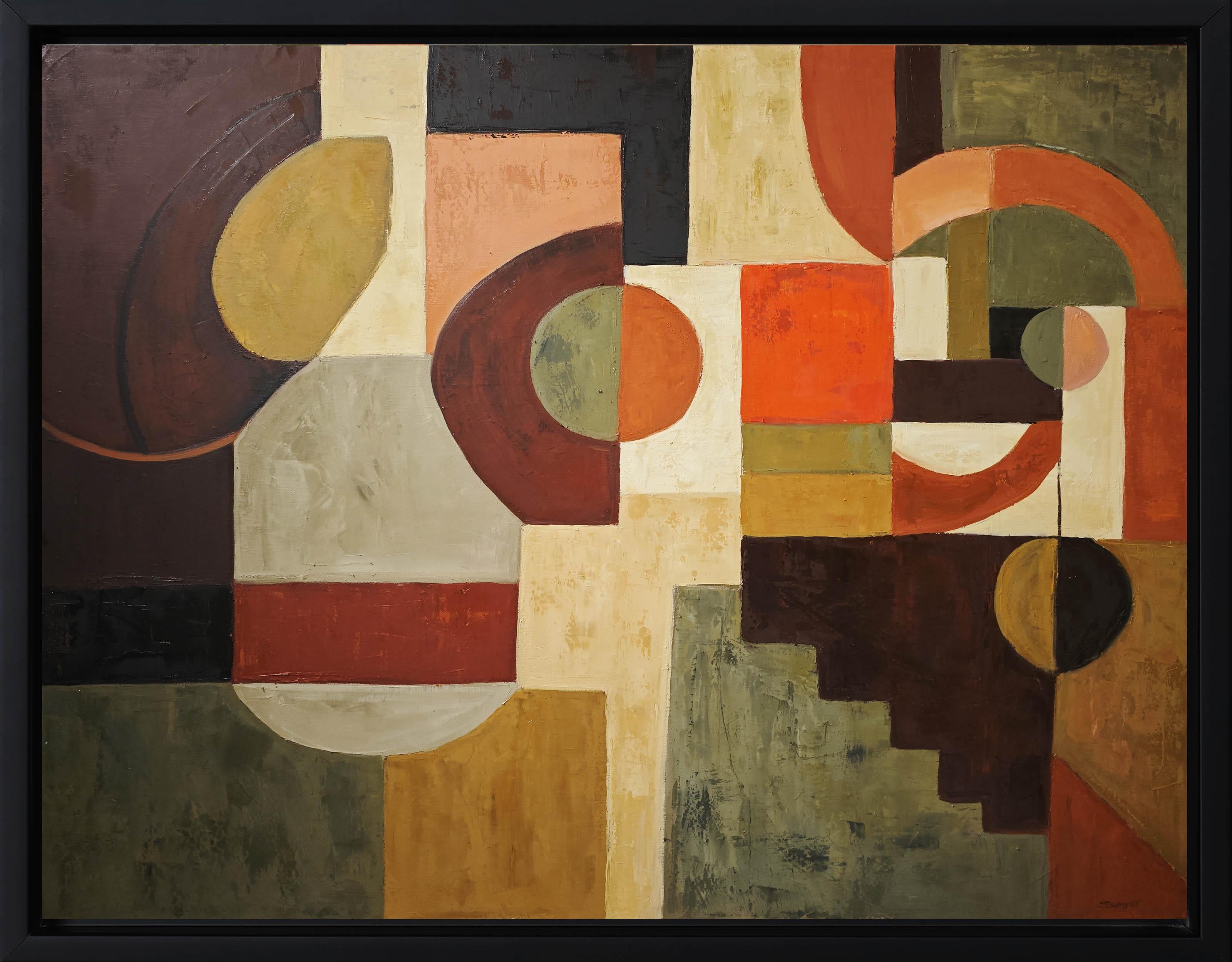 Geometric Resonance — Contemporary Geometric Abstract Painting, Oil on Canvas
