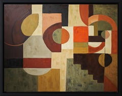 Geometrische Resonanz - Zeitgenössisches geometrisches abstraktes Gemälde, Öl auf Leinwand
