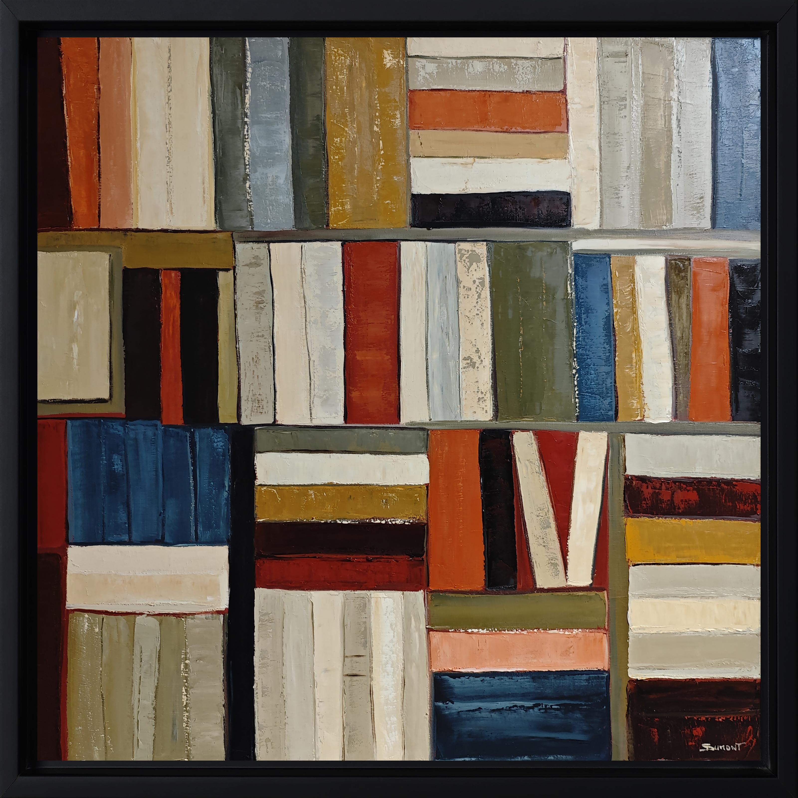 Geometrie de la pensee- Large Abstract Library – Oil on canvas, Contemporary art - Painting by SOPHIE DUMONT
