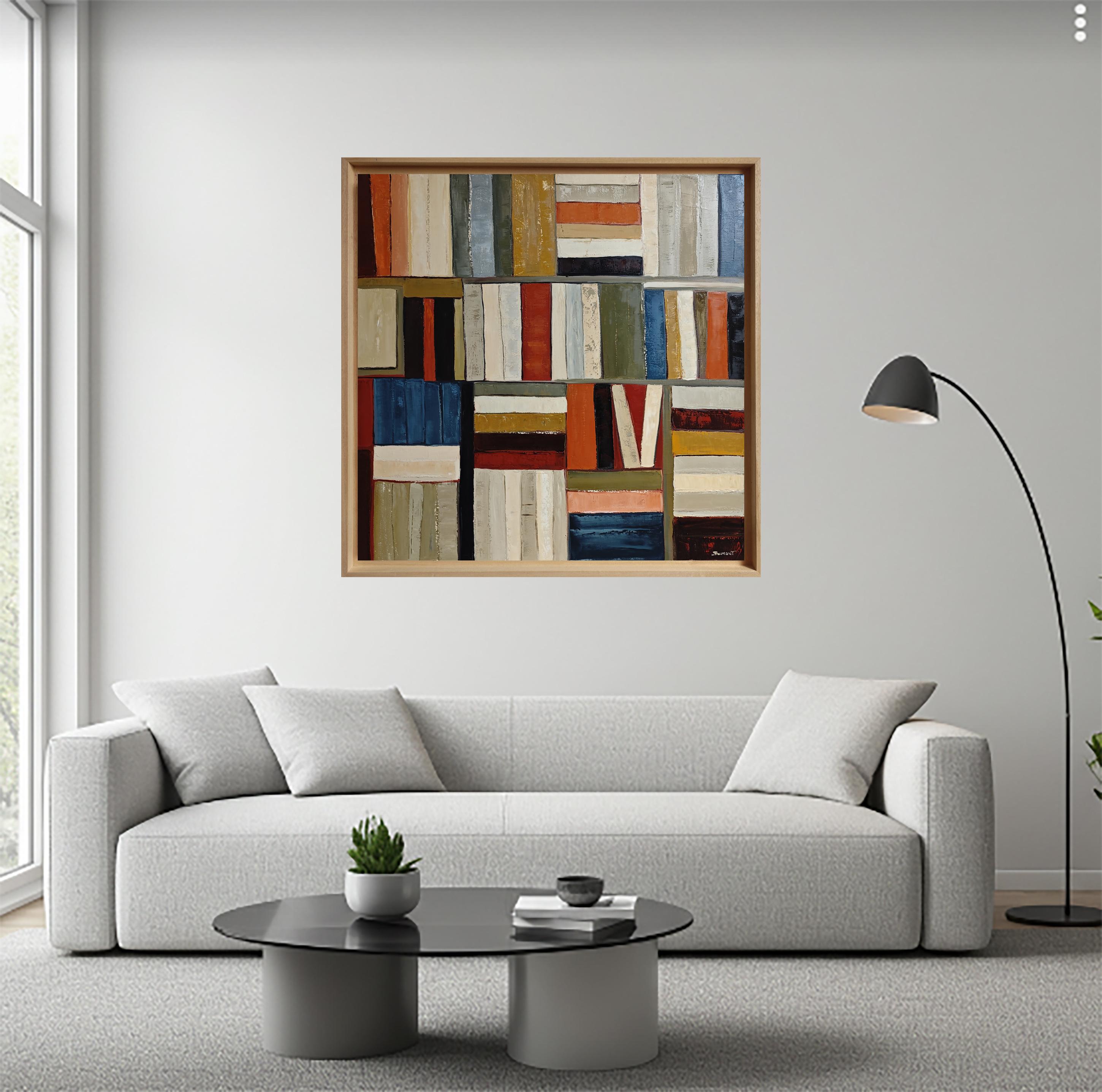 Geometrie de la pensee- Large Abstract Library – Oil on canvas, Contemporary art - Abstract Geometric Painting by SOPHIE DUMONT