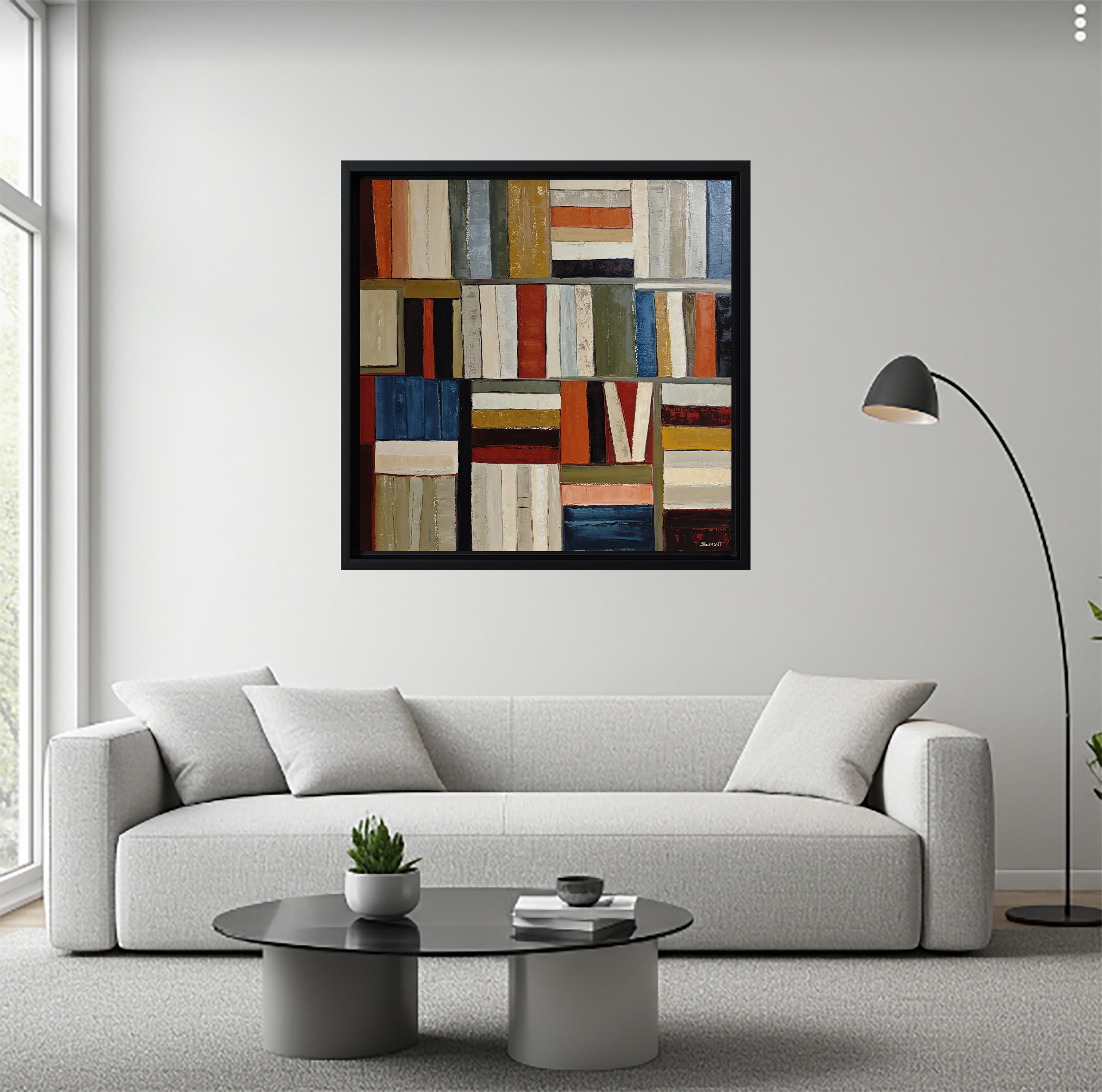 Geometrie de la pensee- Large Abstract Library – Oil on canvas, Contemporary art - Brown Abstract Painting by SOPHIE DUMONT