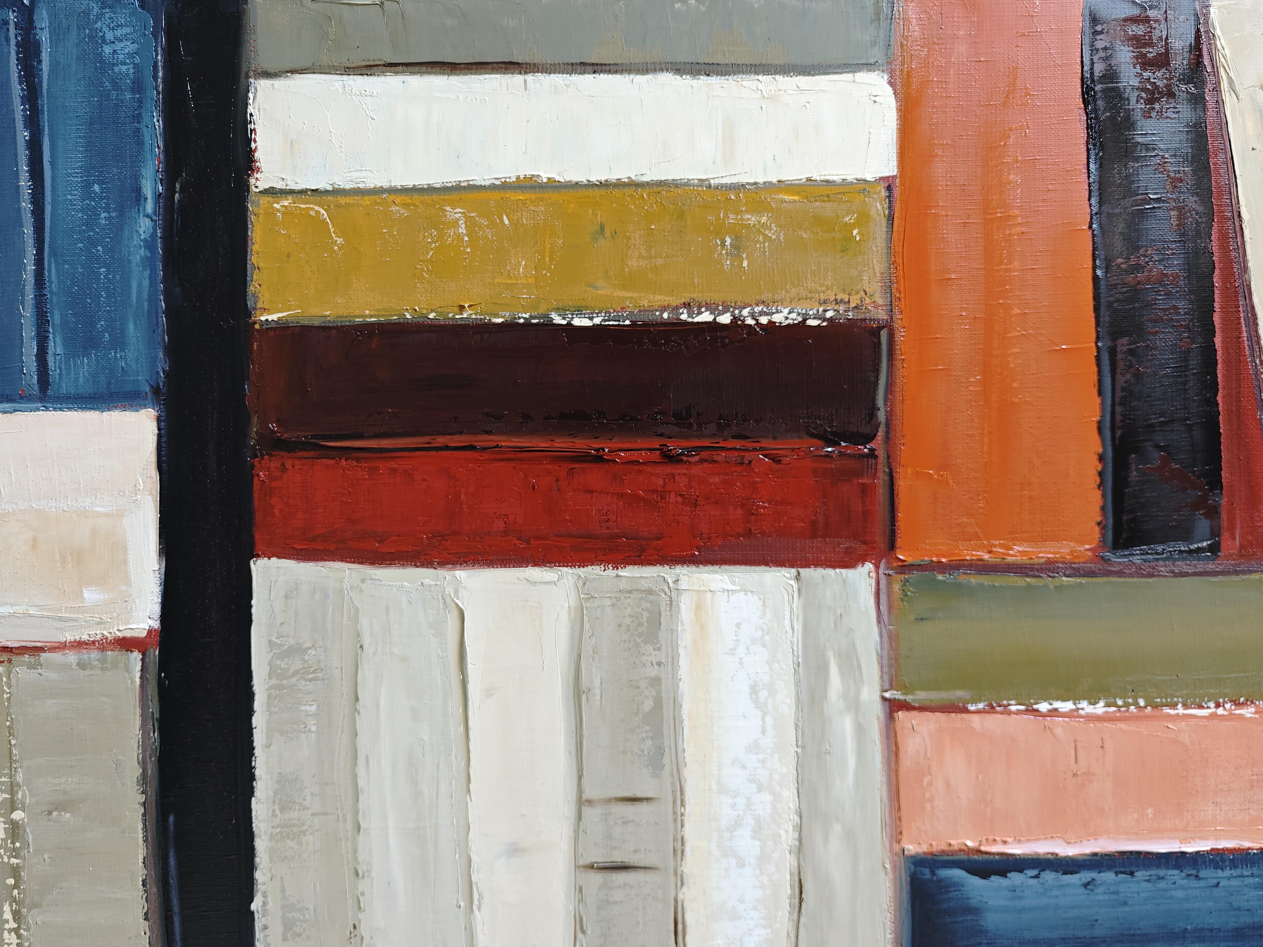 Geometrie de la pensee- Large Abstract Library – Oil on canvas, Contemporary art For Sale 1