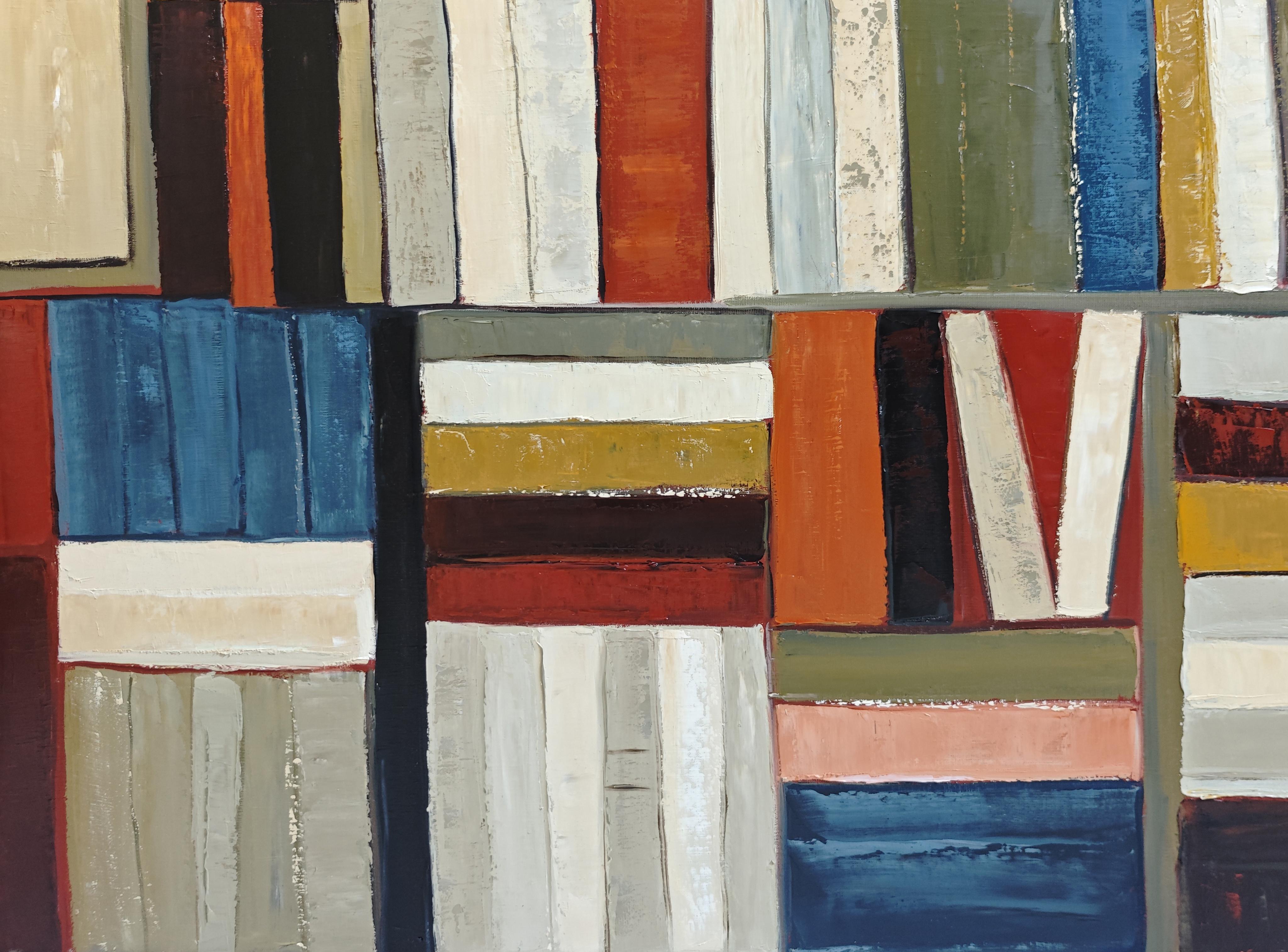 Geometrie de la pensee- Large Abstract Library – Oil on canvas, Contemporary art For Sale 2