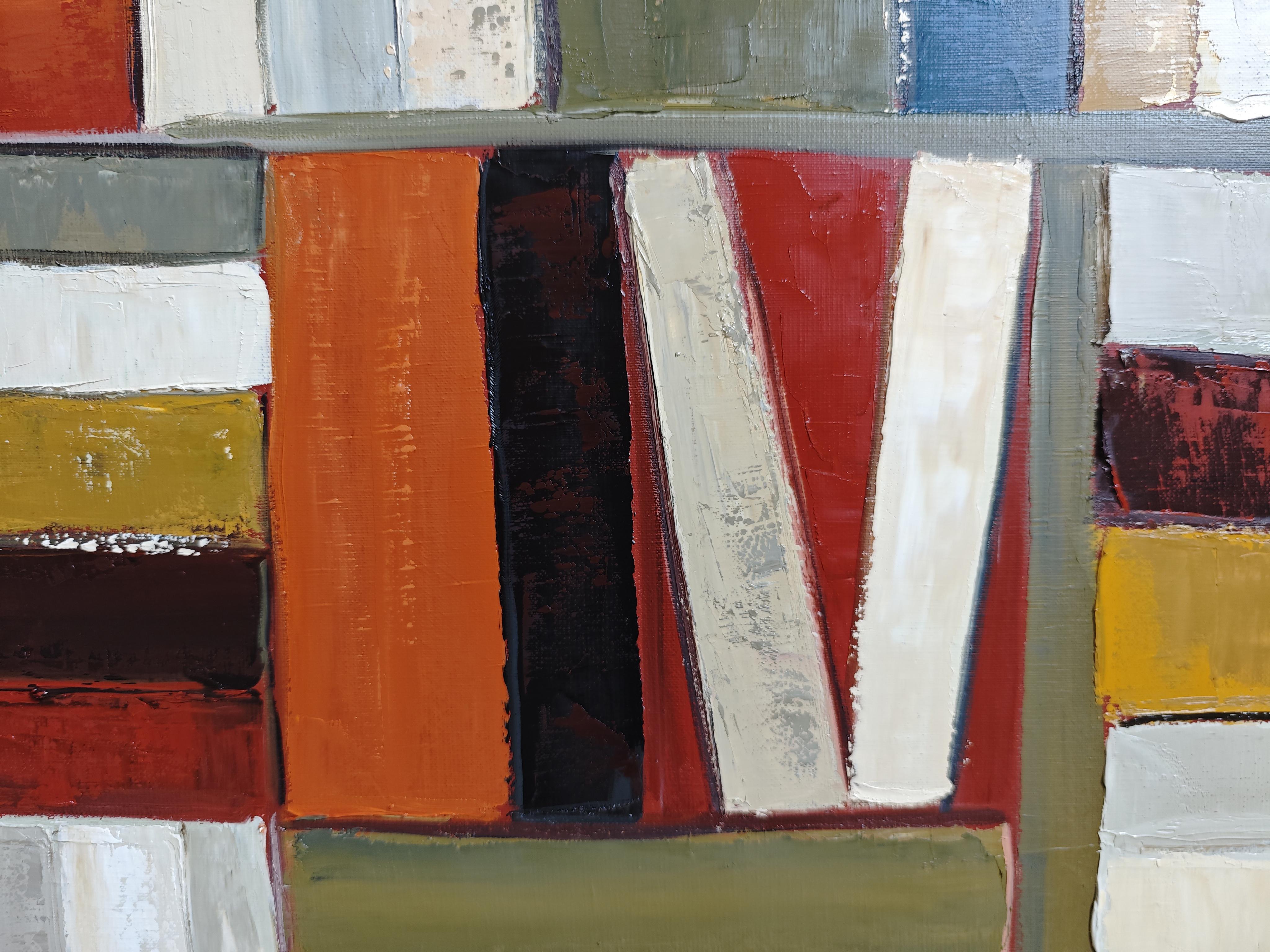 Geometrie de la pensee- Large Abstract Library – Oil on canvas, Contemporary art For Sale 4