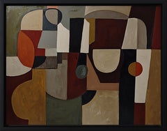 Geometrie du silence, Geometrische abstrakte Komposition, Erdtöne, Architektonisch