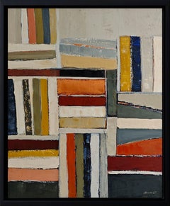 Grammaire des livres, Contemporary textured Oil on Canvas, Abstract library
