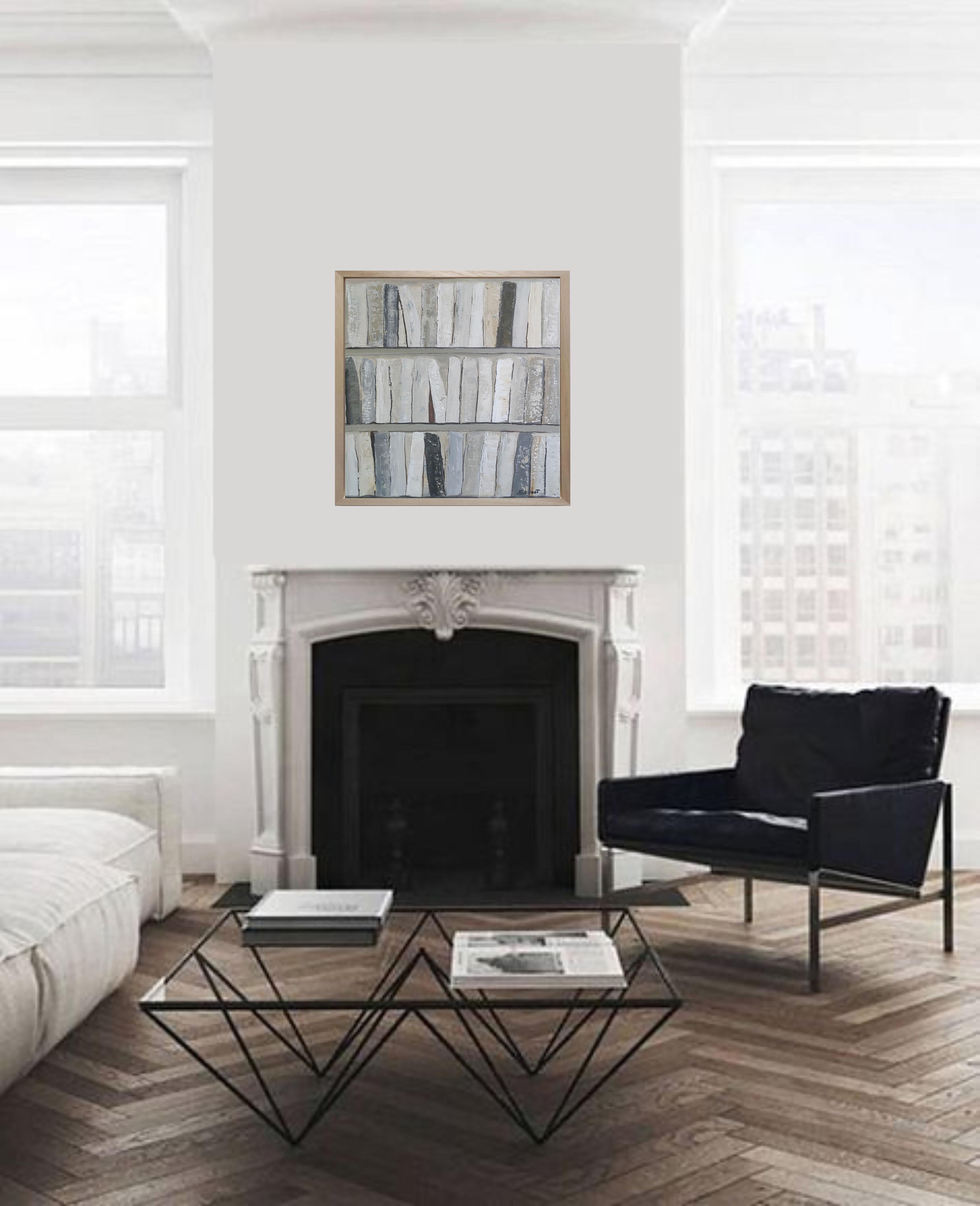 toni di grigio, minimalismo, bianco, astratto, japandi, olio, texture, serie biblioteche 5