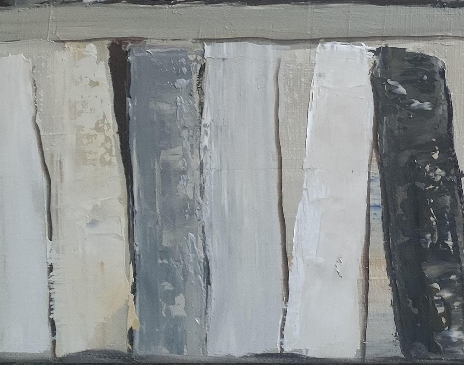 toni di grigio, minimalismo, bianco, astratto, japandi, olio, texture, serie biblioteche 3