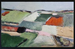 green landscape, abstract countryside, fields, modern, contempory, oil, french