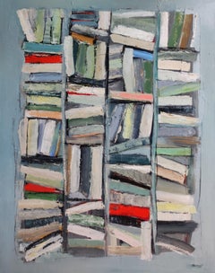 green library, abstract , geometric, texture, oil,  french expressionism