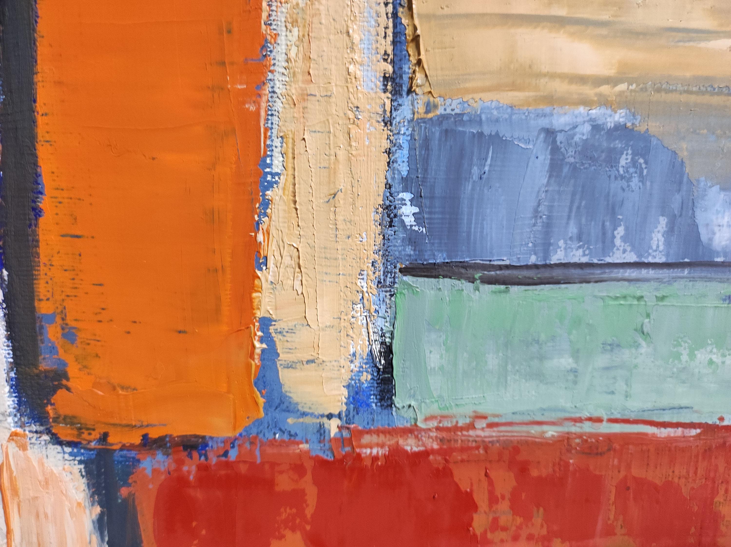 Harmony/2, Colored Abstract, Books, Oil on canvas, Expressionism, Geometric For Sale 5