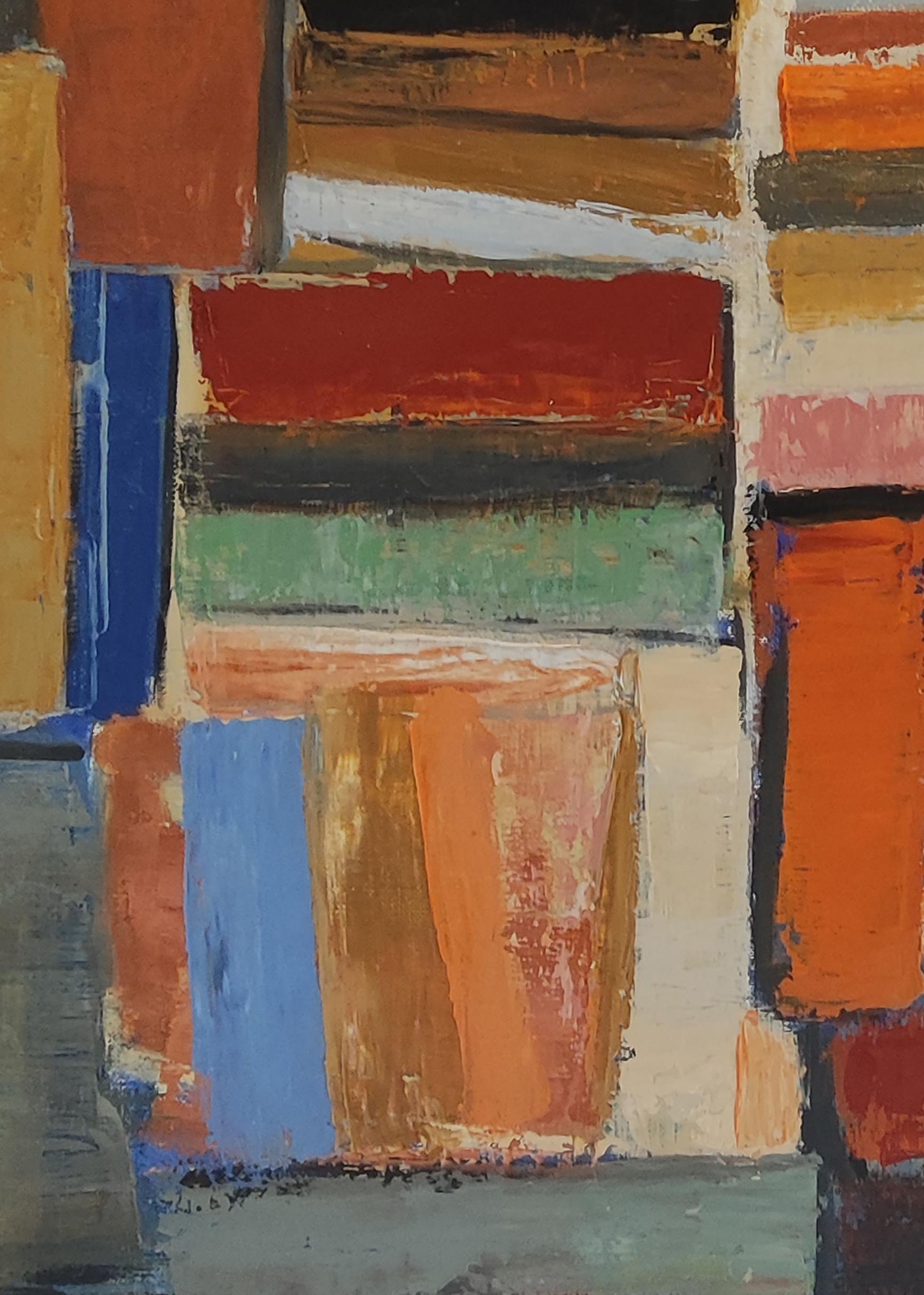 harmony/2, colored abstract, books, oil on canvas, expressionism, geometric  For Sale 8