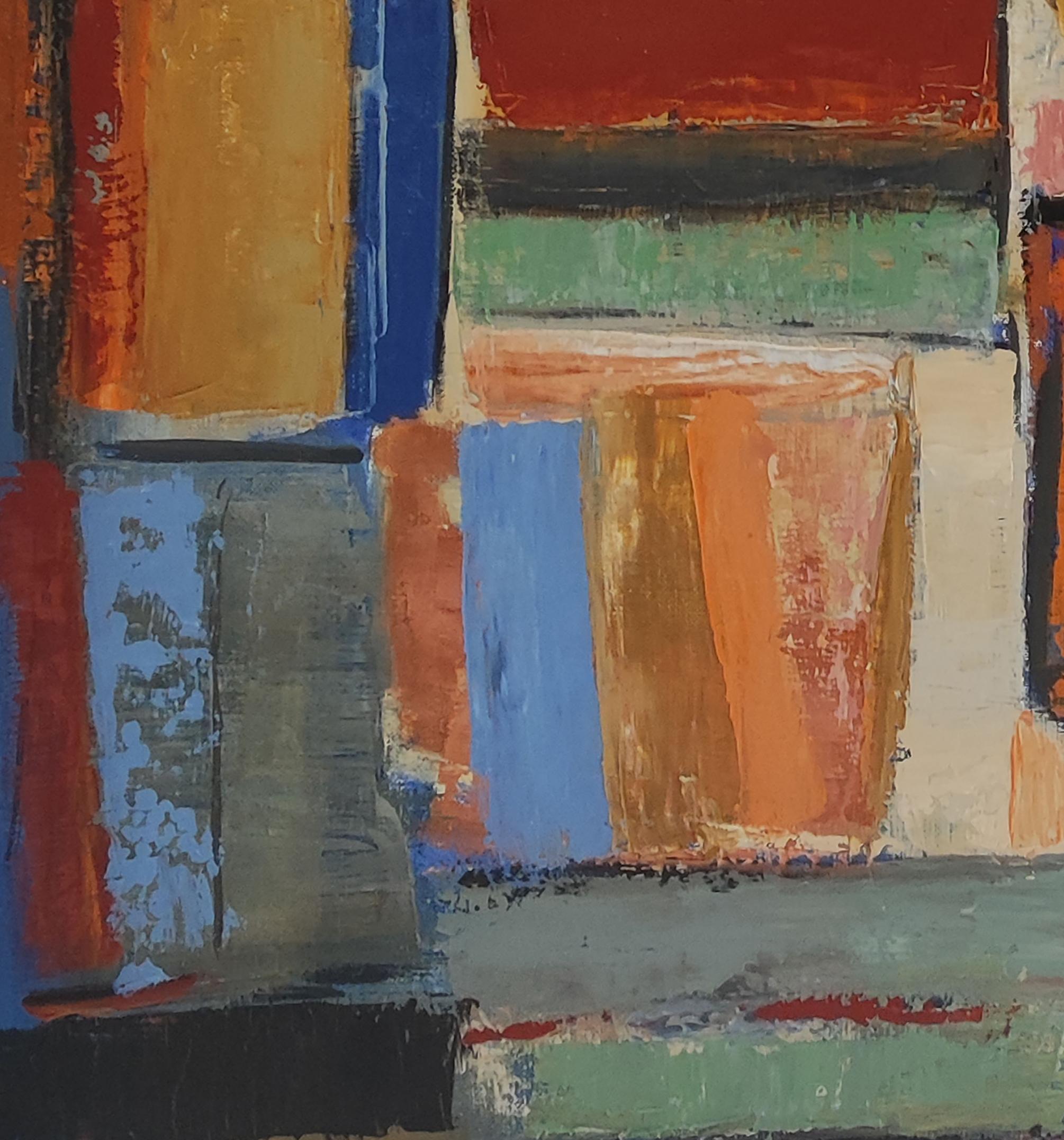 harmony/2, colored abstract, books, oil on canvas, expressionism, geometric  For Sale 9