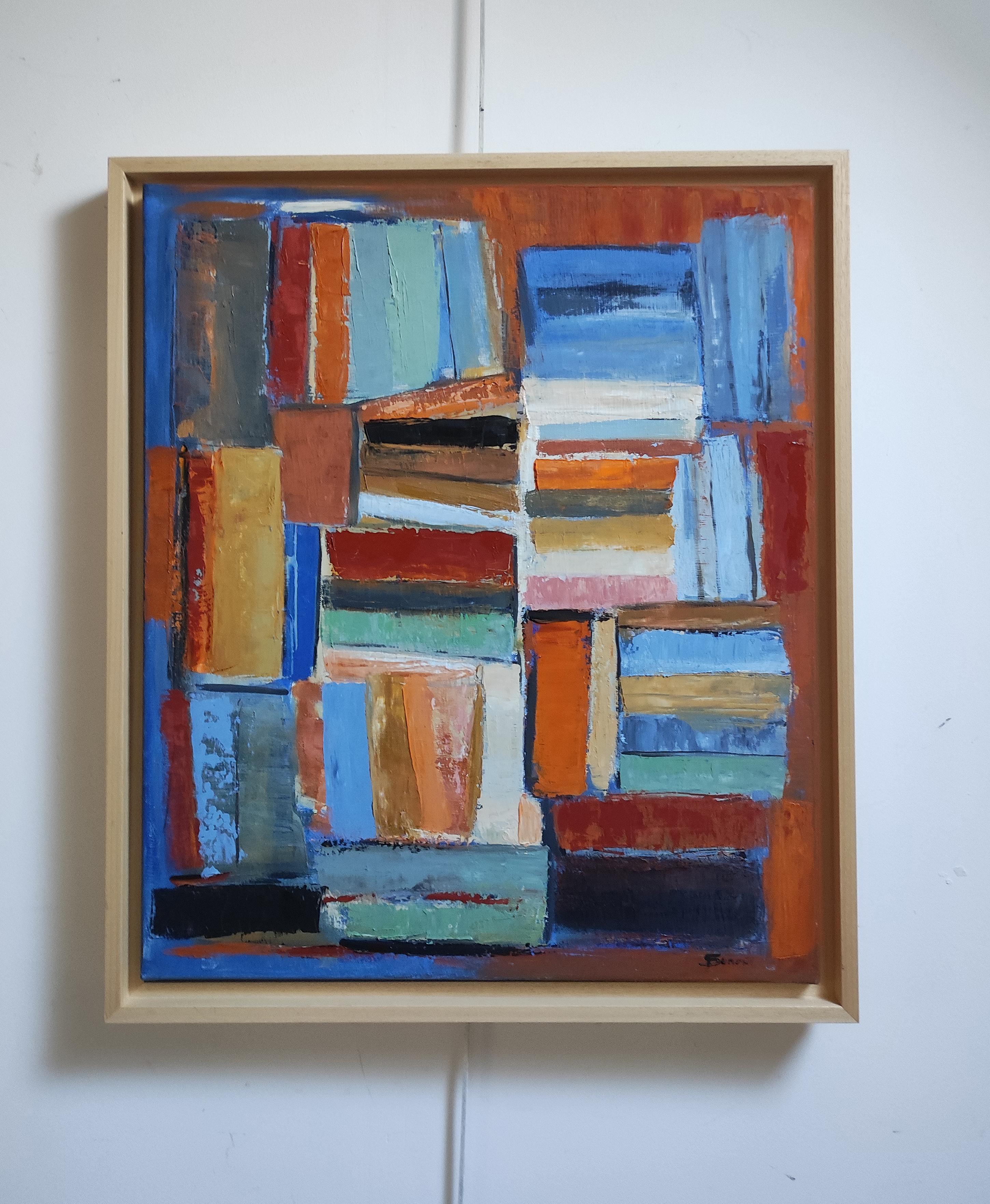 harmony/2, colored abstract, books, oil on canvas, expressionism, geometric  For Sale 11