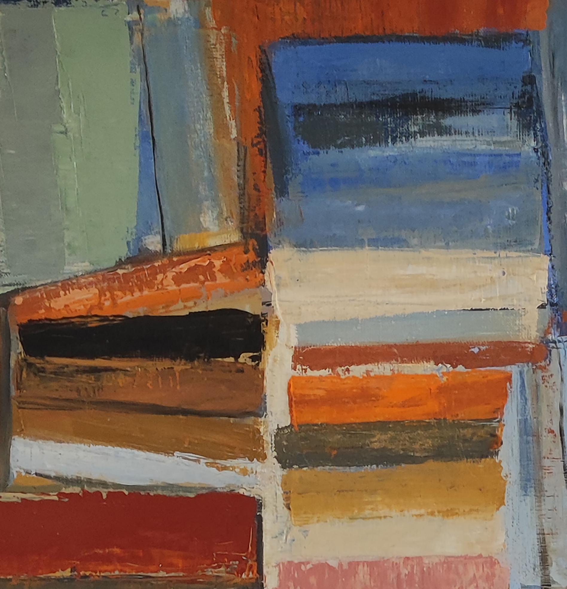 harmony/2, colored abstract, books, oil on canvas, expressionism, geometric  For Sale 3